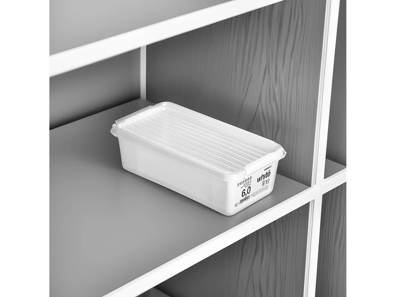Plastic opbergbox met deksel van polypropyleen wit 39,5x19,5x11,5 cm 6 l
