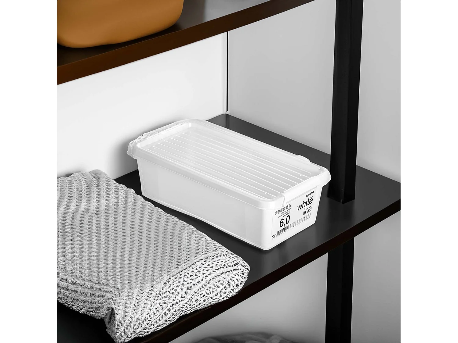 Plastic opbergbox met deksel van polypropyleen wit 39,5x19,5x11,5 cm 6 l