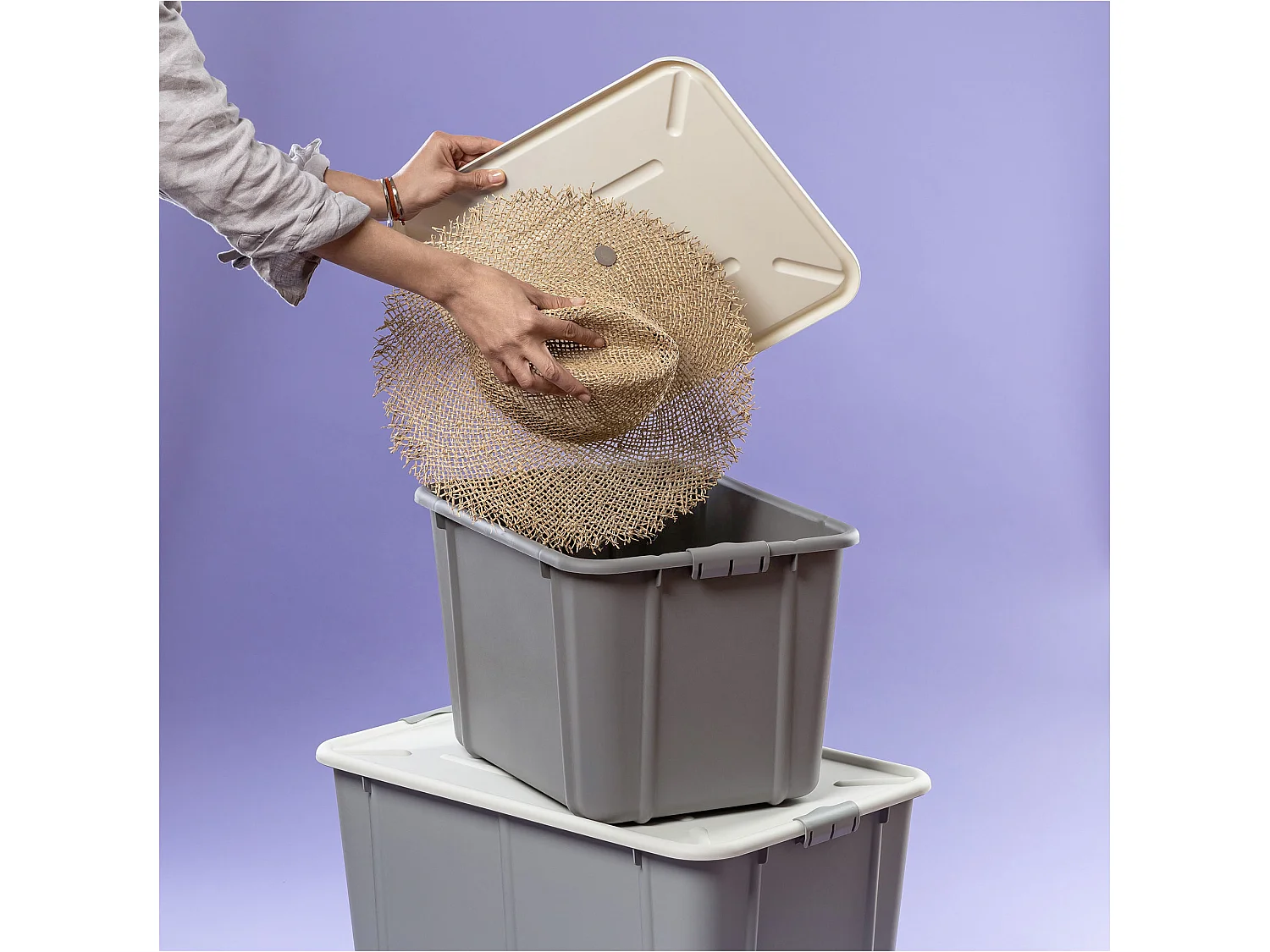 Opbergbox afsluitbaar kunststof lichtgrijs 16 L 38,6x29x21,7 cm