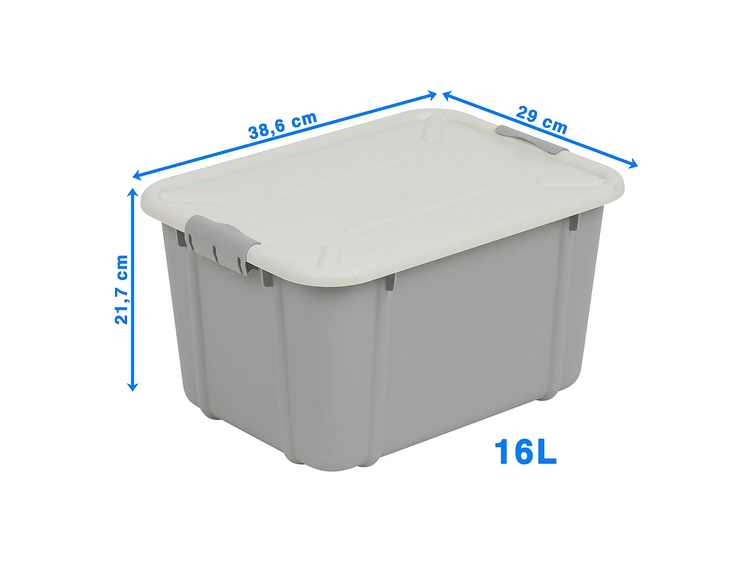 Opbergbox afsluitbaar kunststof lichtgrijs 16 L 38,6x29x21,7 cm