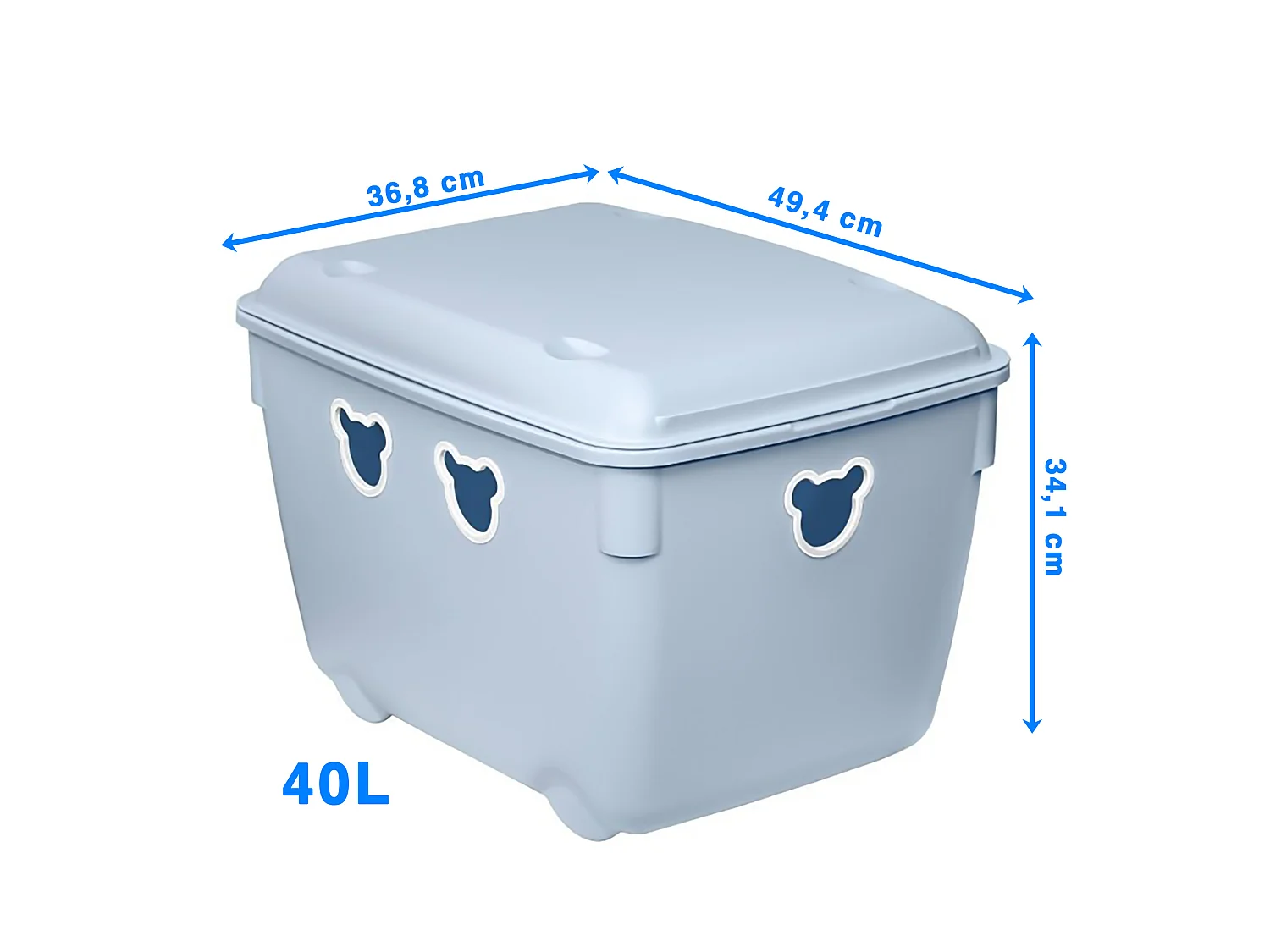 Plastic opbergbox voor speelgoed met deksel kunststof blauw 40 L 49,4x36,8x34,1 cm