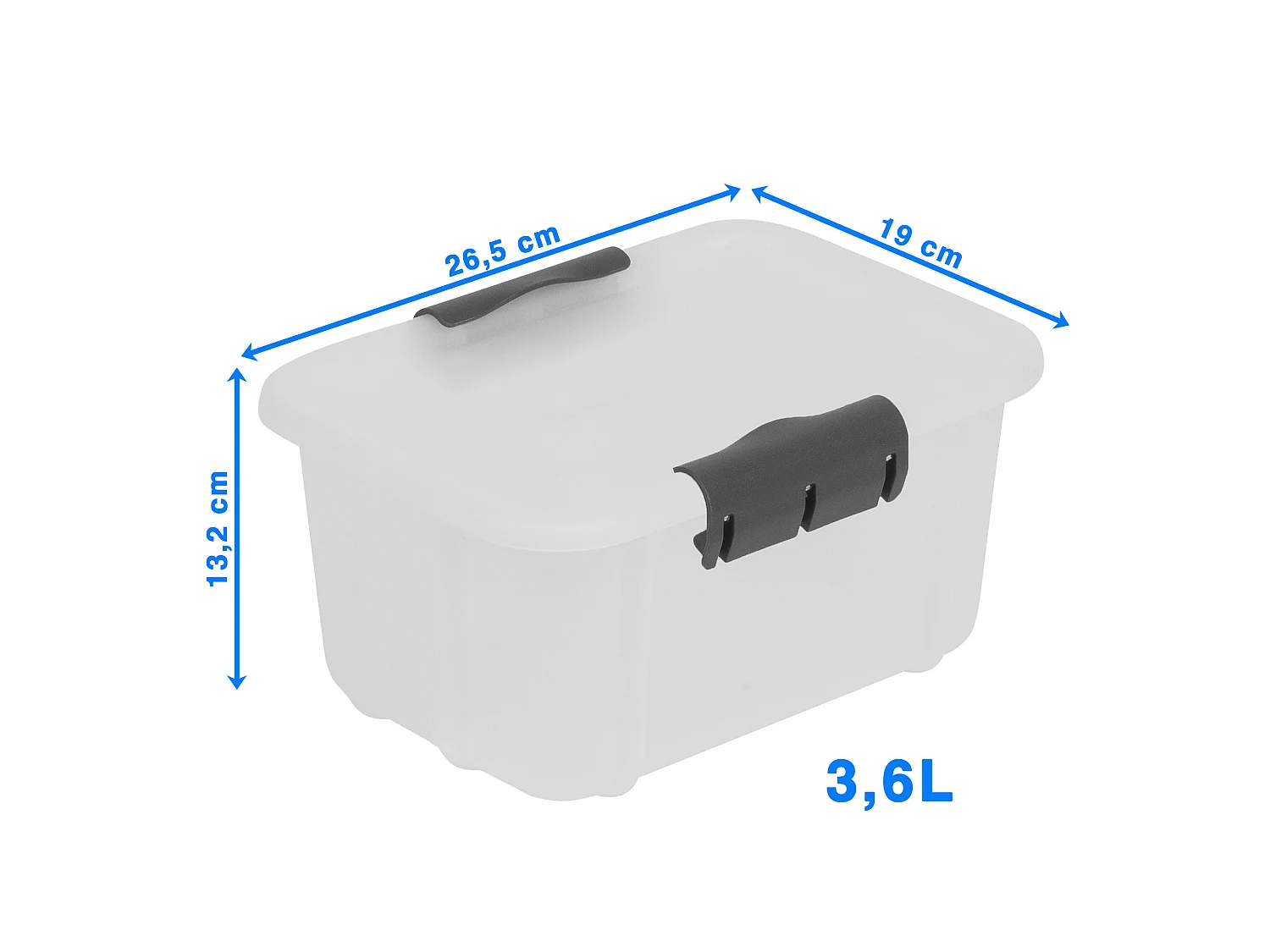 Plastic opbergbox met deksel kunststof melkachtig 3.6 L 26,5x19x13,2 cm