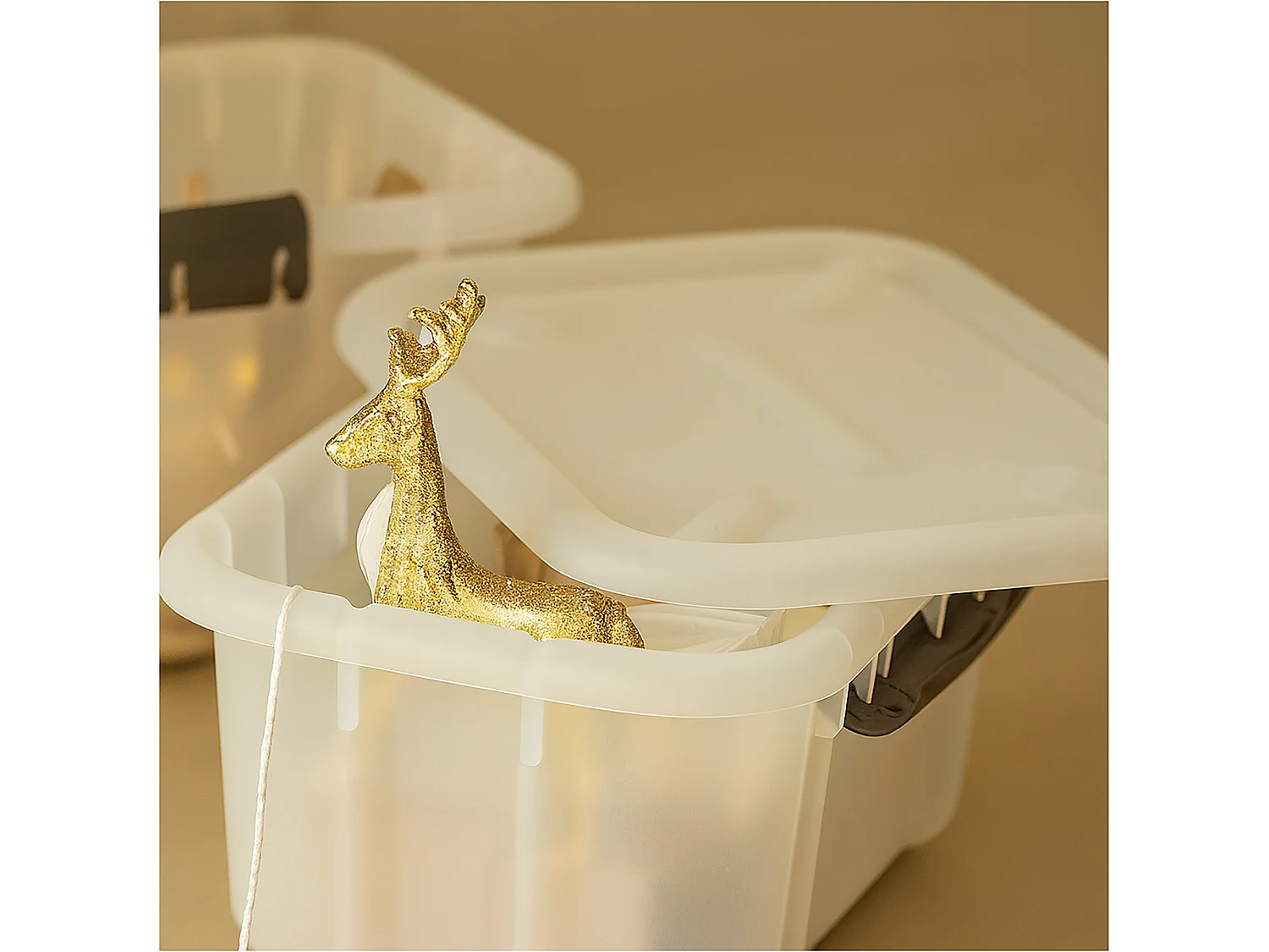 Plastic opbergbox met deksel kunststof melkachtig 3.6 L 26,5x19x13,2 cm
