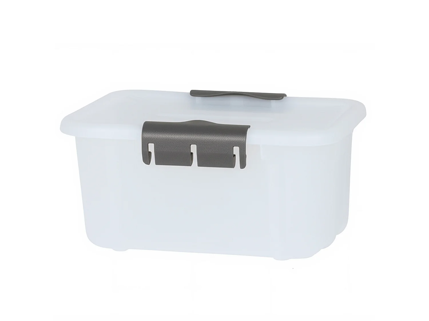Plastic opbergbox met deksel kunststof melkachtig 3.6 L 26,5x19x13,2 cm