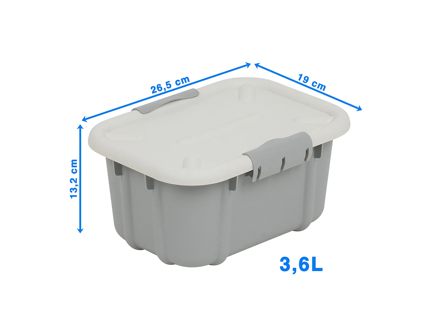 Opbergdoos van kunststof met deksel lichtgrijs 3.6 L 26,5x19x13,2 cm