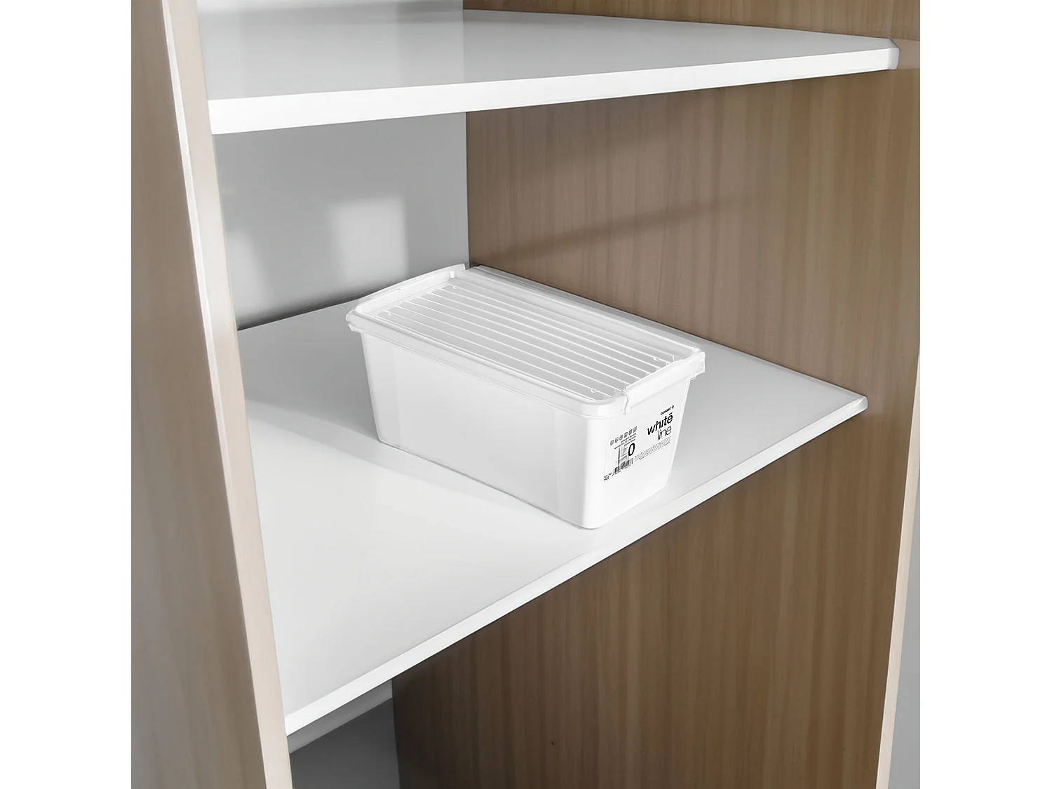Plastic opbergbox met deksel, polypropyleen, wit, 39,5x19,5x17 cm