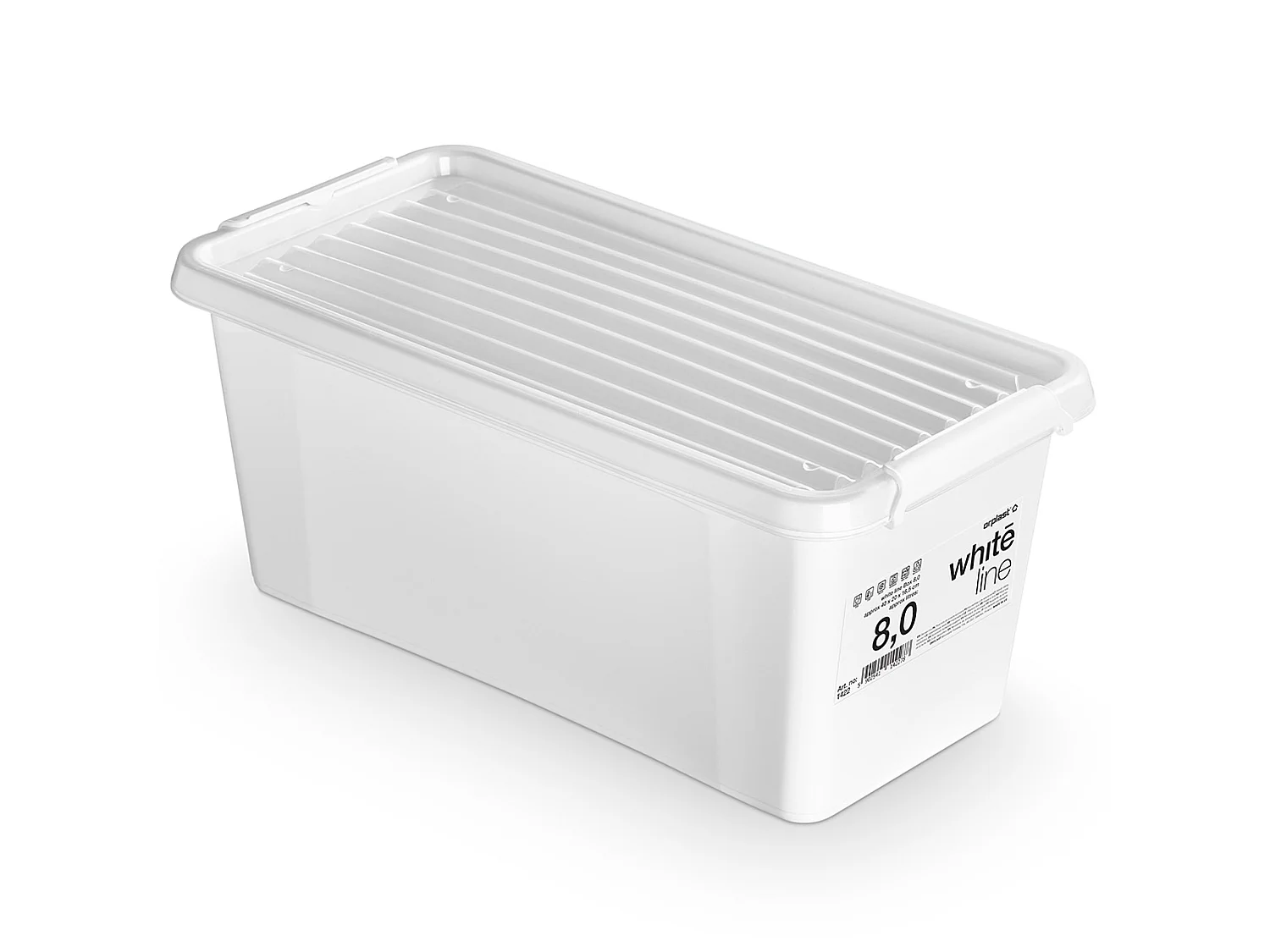 Plastic opbergbox met deksel, polypropyleen, wit, 39,5x19,5x17 cm