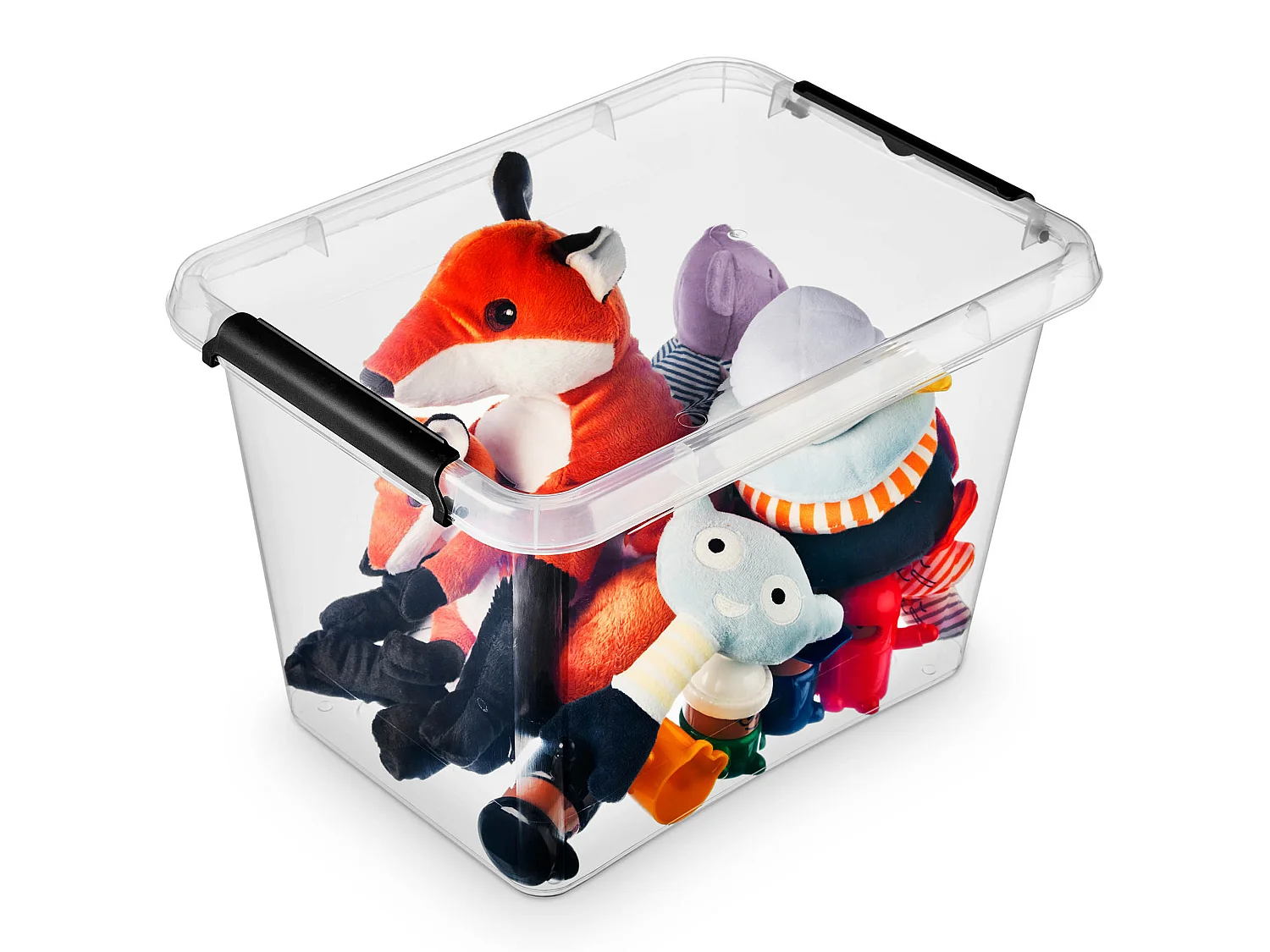 Transparante kunststof opbergbox met deksel en clips 39x29x26,5 cm