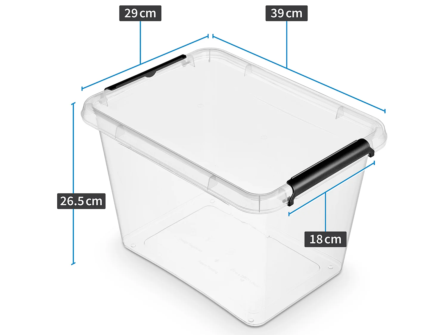 Transparante kunststof opbergbox met deksel en clips 39x29x26,5 cm
