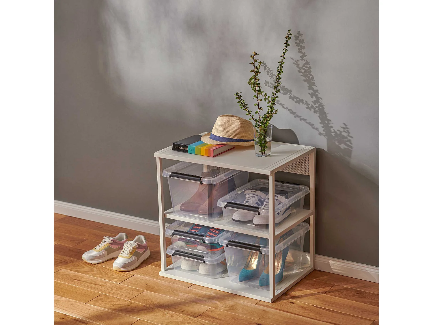 Transparante kunststof opbergbox met deksel en clips 39x29x26,5 cm