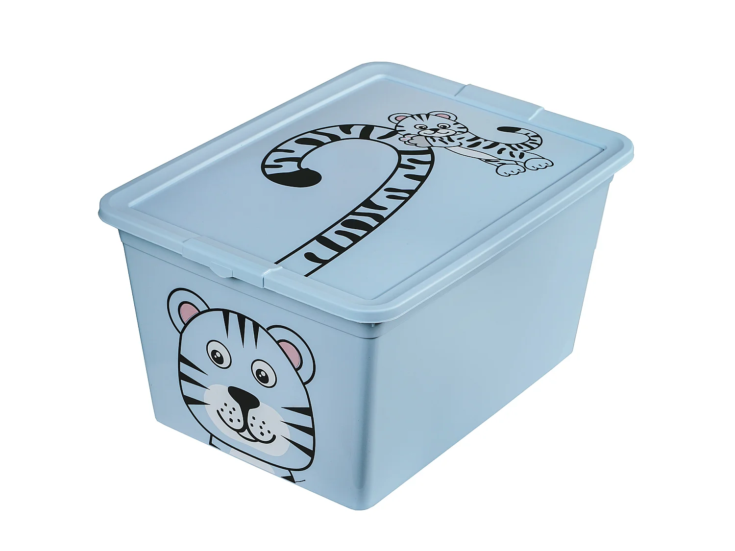 Plastic speelgoedopbergbox met deksel 30 L afsluitbaar kunststof blauw 48,5x36x25,2 cm