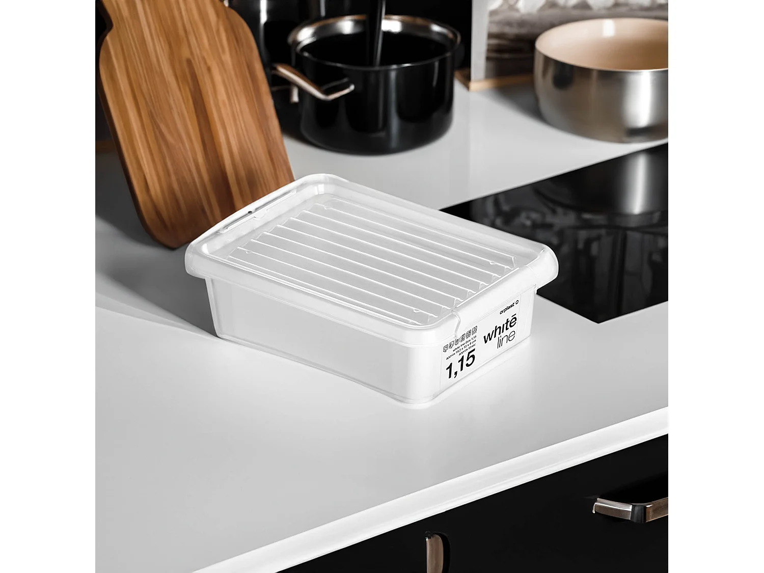 Plastic opbergbox met deksel van polypropyleen wit 19,5x15x6,5 cm