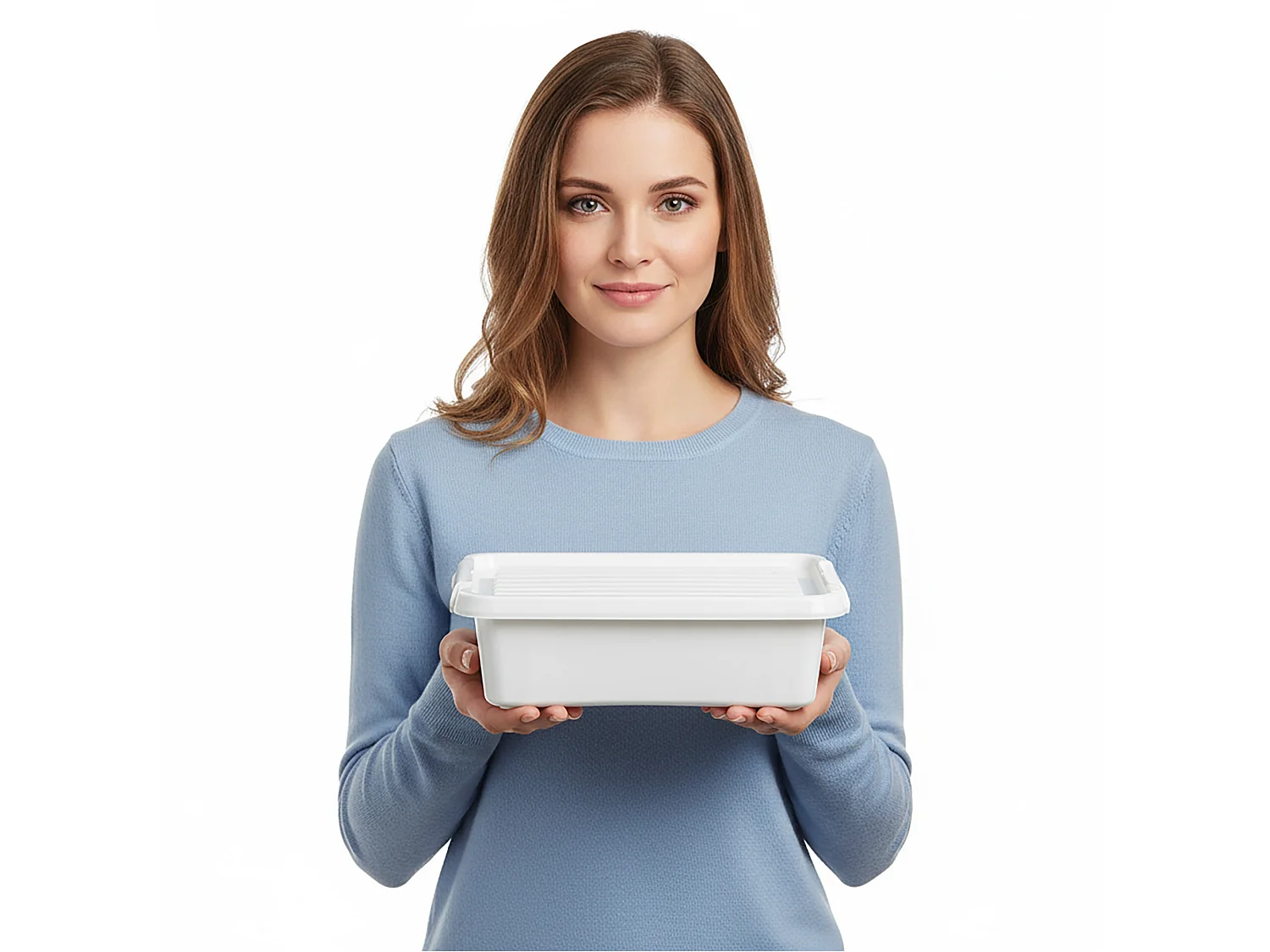 Plastic opbergbox met deksel van polypropyleen wit 19,5x15x6,5 cm