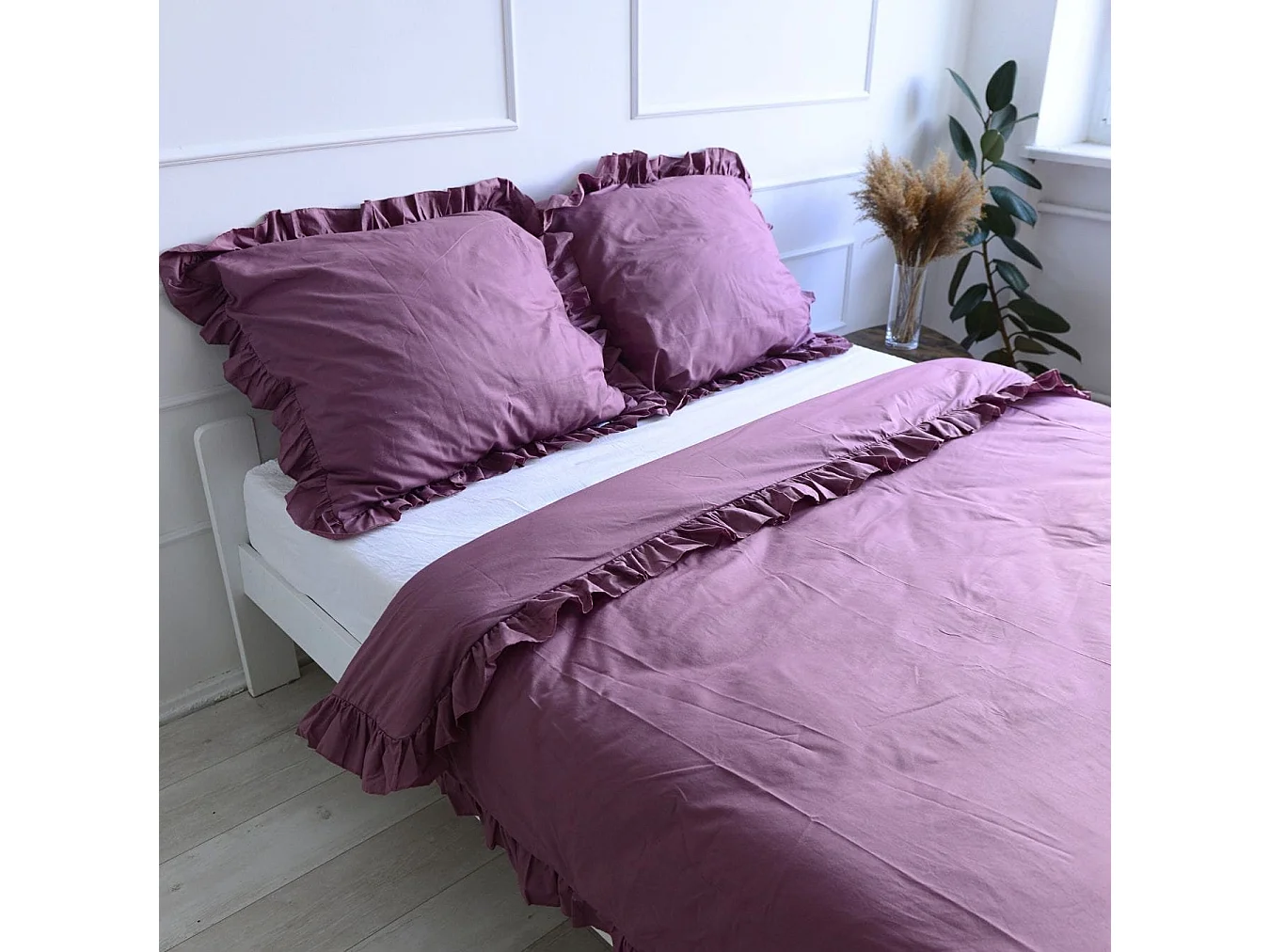 Bettbezug mit Rüsche Baumwolle Rosa 220x200 cm