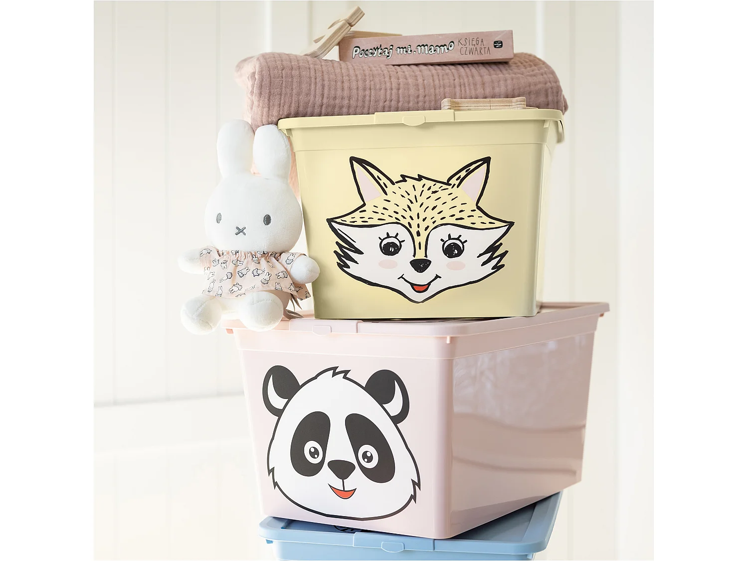 Boîte de rangement pour jouets avec couvercle 30 L plastique jaune 48,5x36x25,2 cm