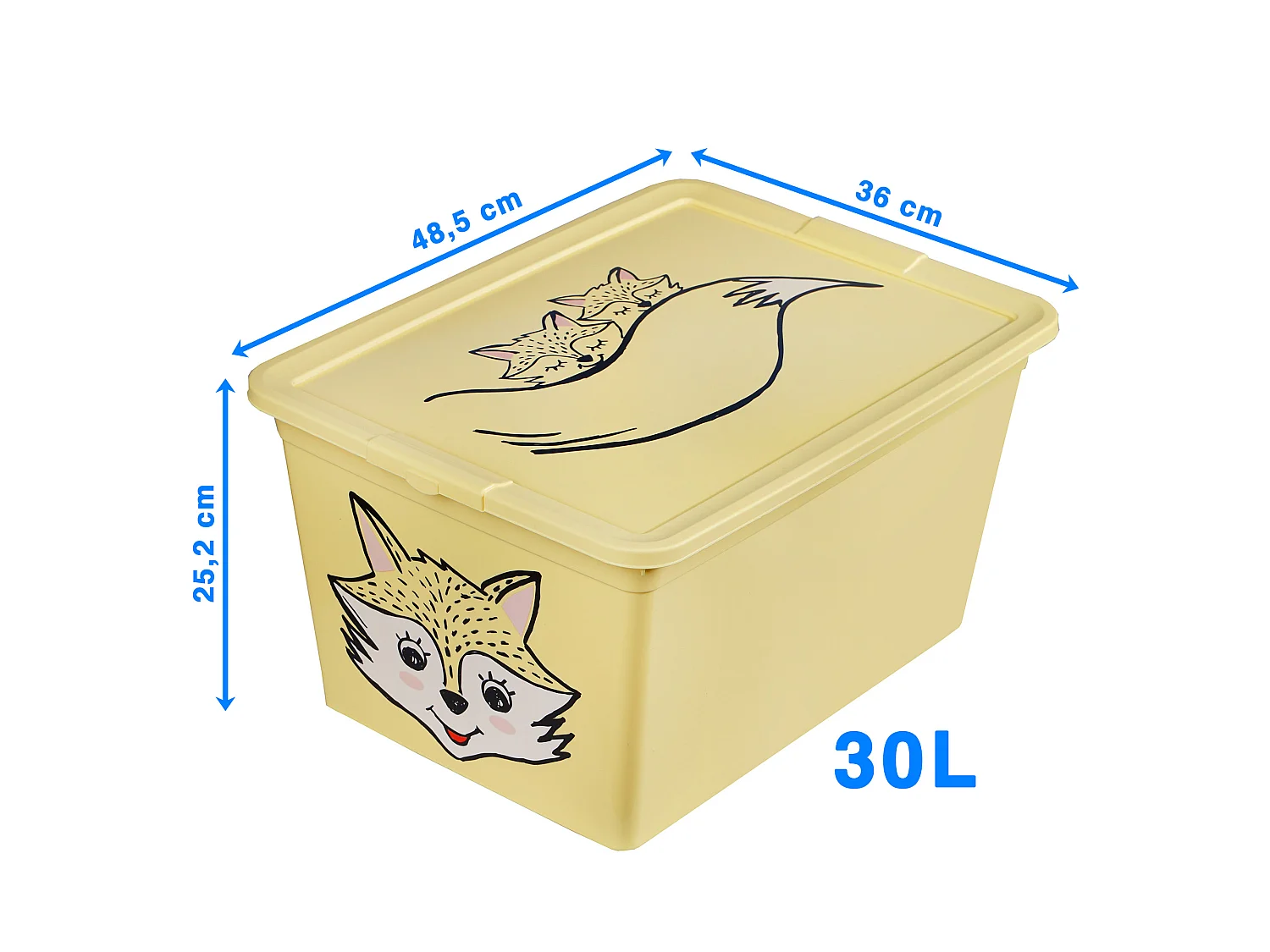 Boîte de rangement pour jouets avec couvercle 30 L plastique jaune 48,5x36x25,2 cm