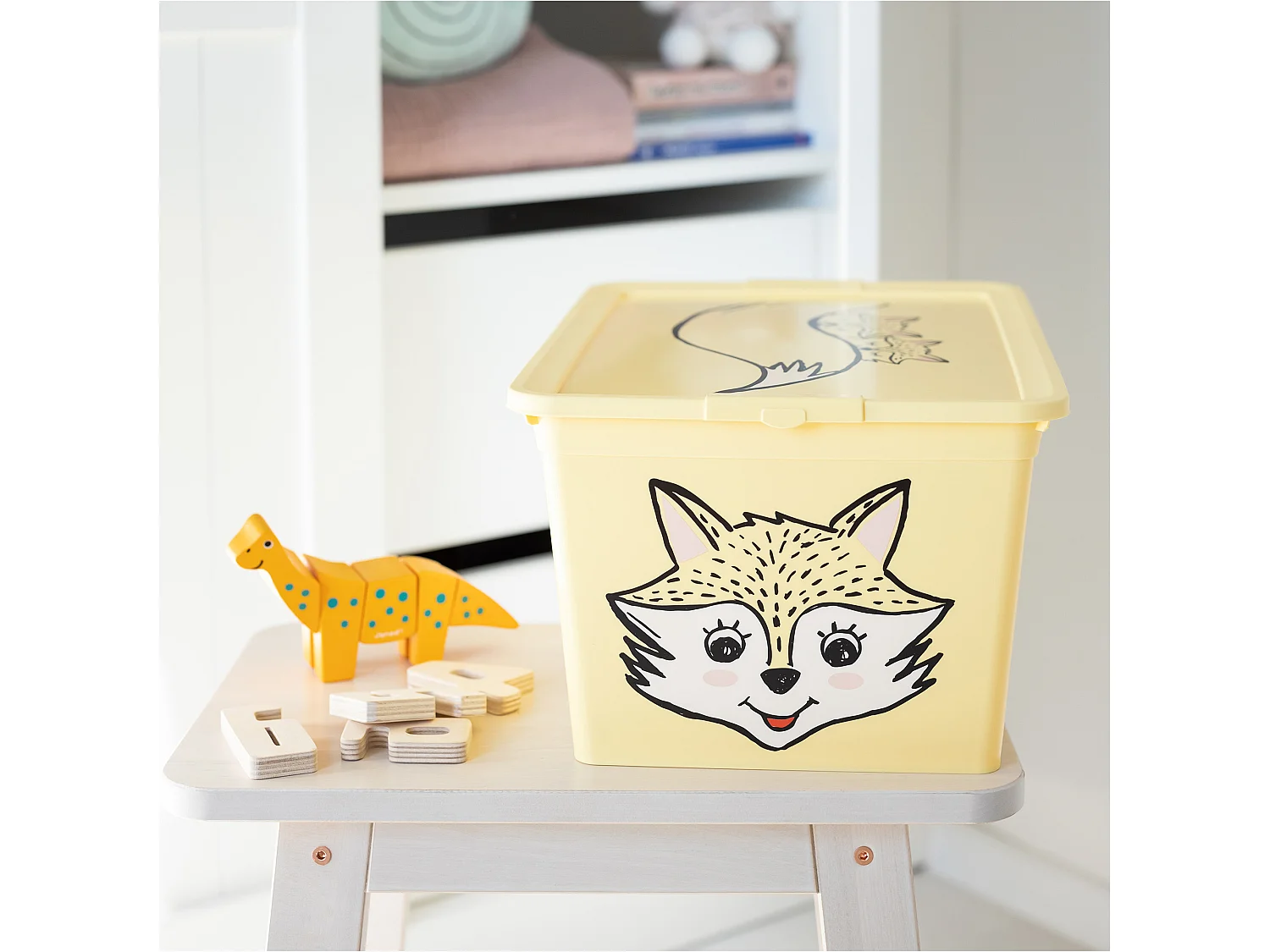 Boîte de rangement pour jouets avec couvercle 30 L plastique jaune 48,5x36x25,2 cm