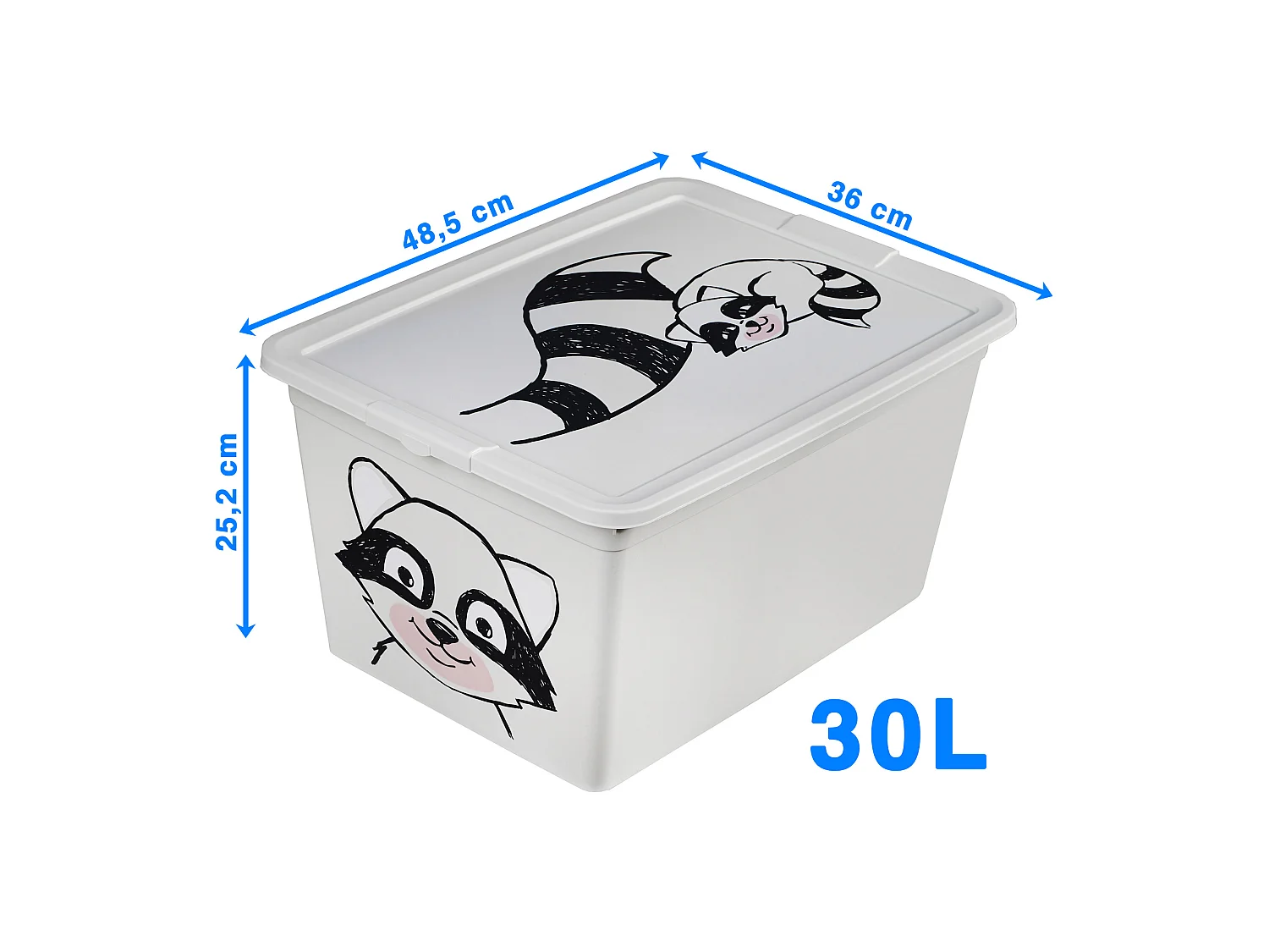 Opbergbox voor speelgoed met deksel kunststof wit 30 L 48,5x36x25,2 cm