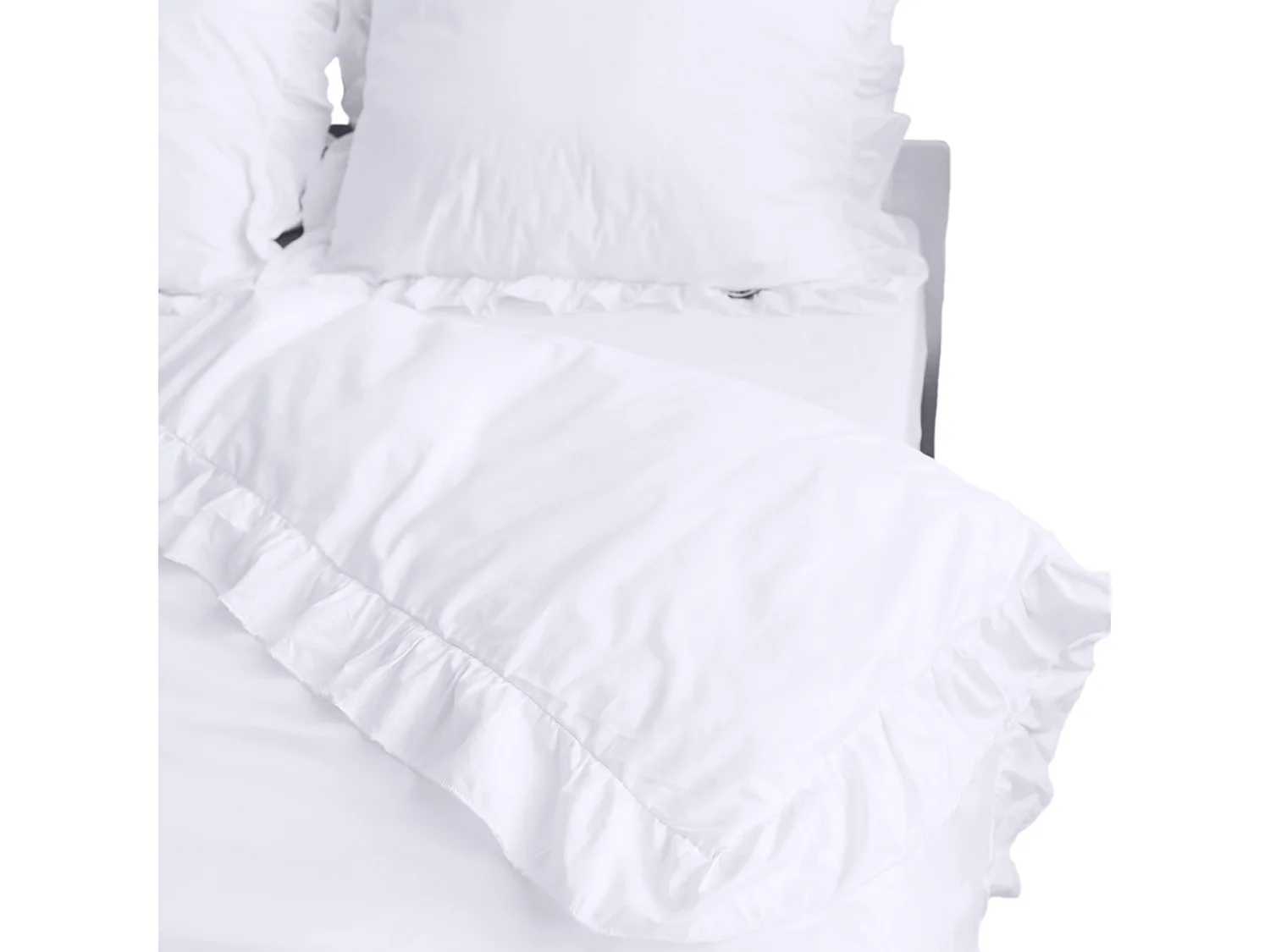 Housse de couette à volant coton blanc 200x200 cm