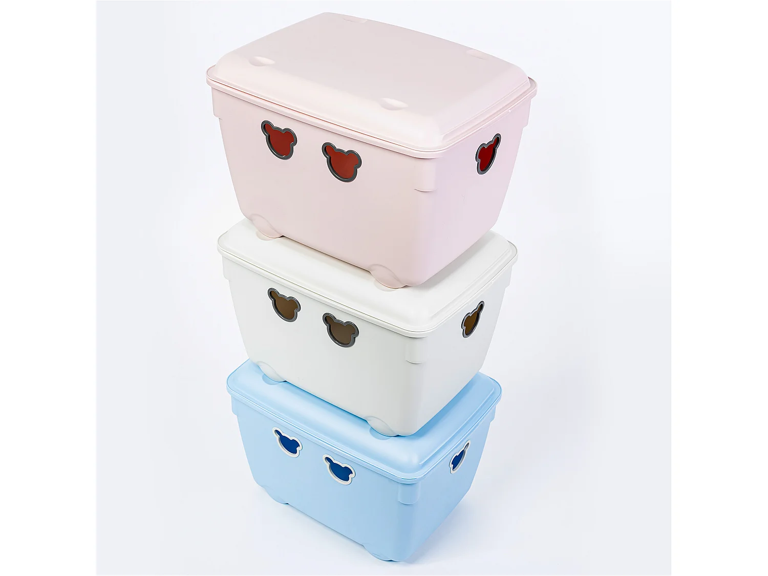 Boîte de rangement jouets en plastique 40 L avec couvercle rose 49,4x36,8x34,1 cm
