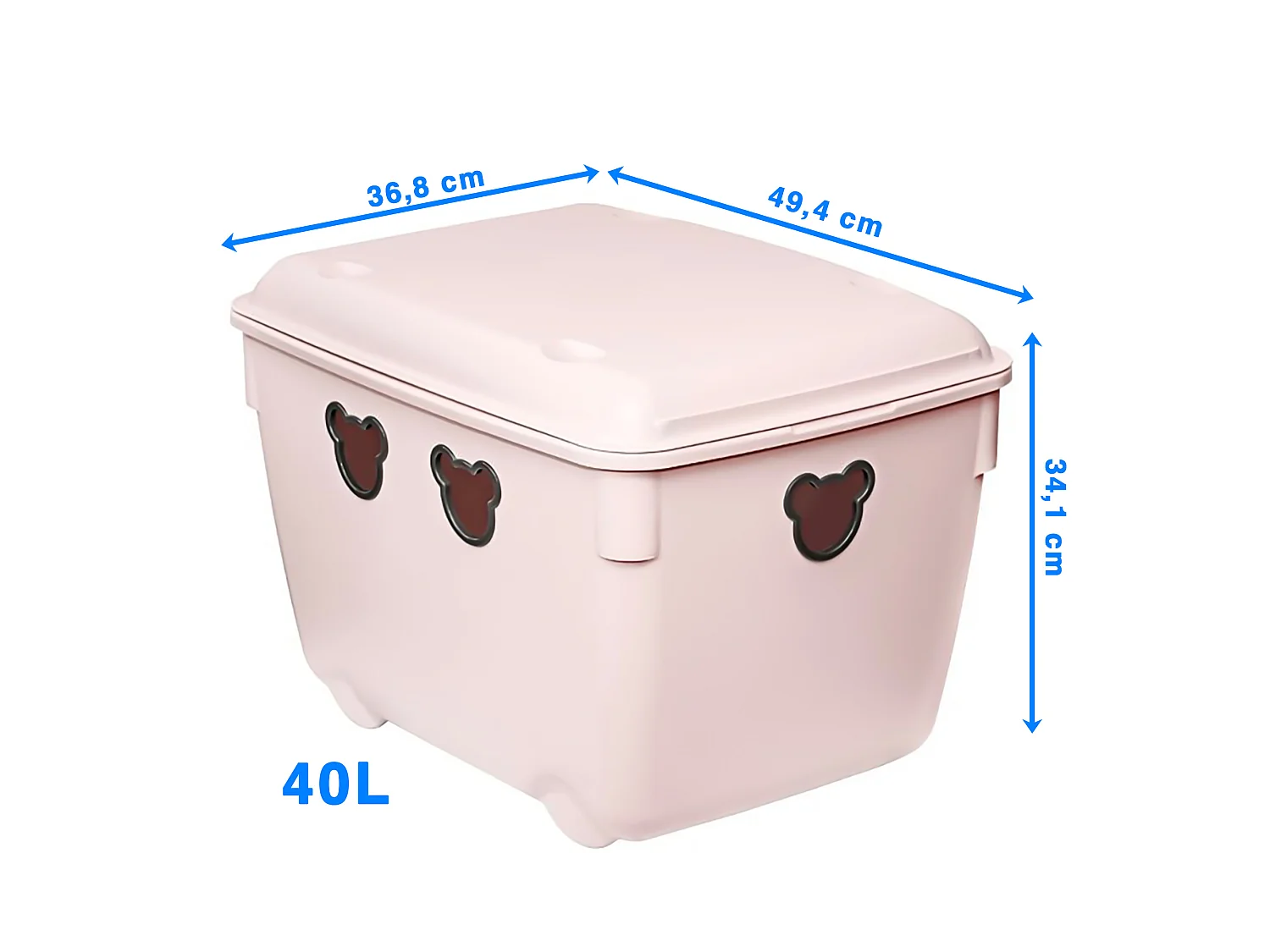 Boîte de rangement jouets en plastique 40 L avec couvercle rose 49,4x36,8x34,1 cm