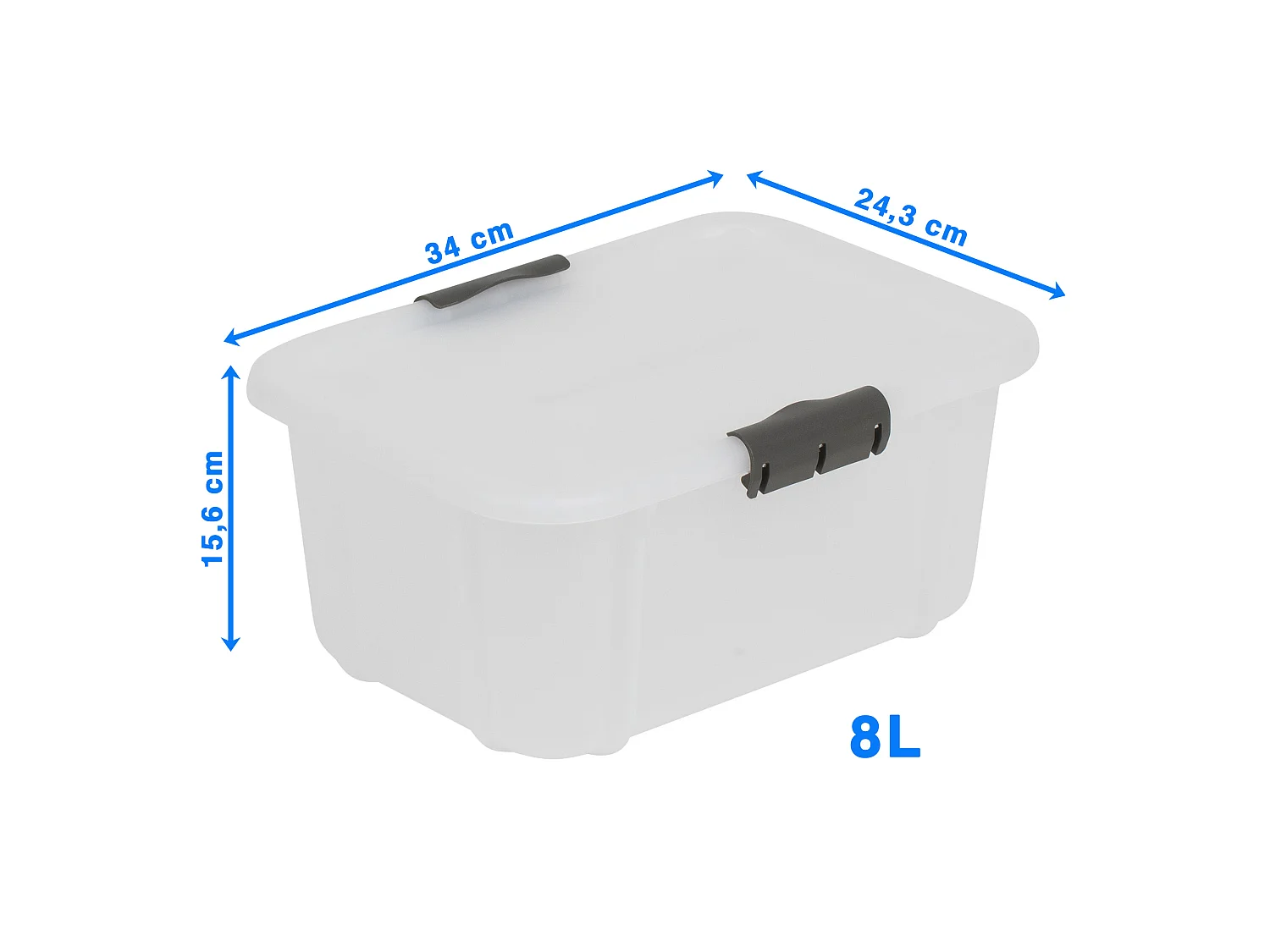Plastic opbergbox met deksel kunststof melkachtig 8 L 34x24,3x15,6 cm