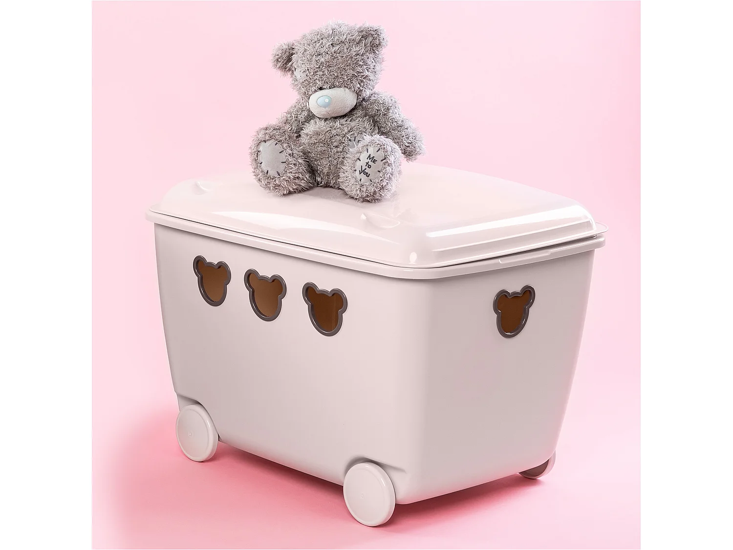 Opbergbox voor speelgoed met wieltjes kunststof wit 55 L 53,4x39,8x37 cm