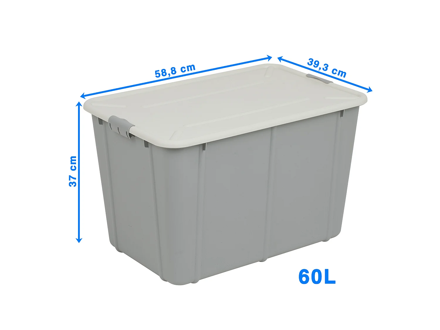 Opbergbox met deksel kunststof lichtgrijs 60 L 58,8x39,3x37 cm
