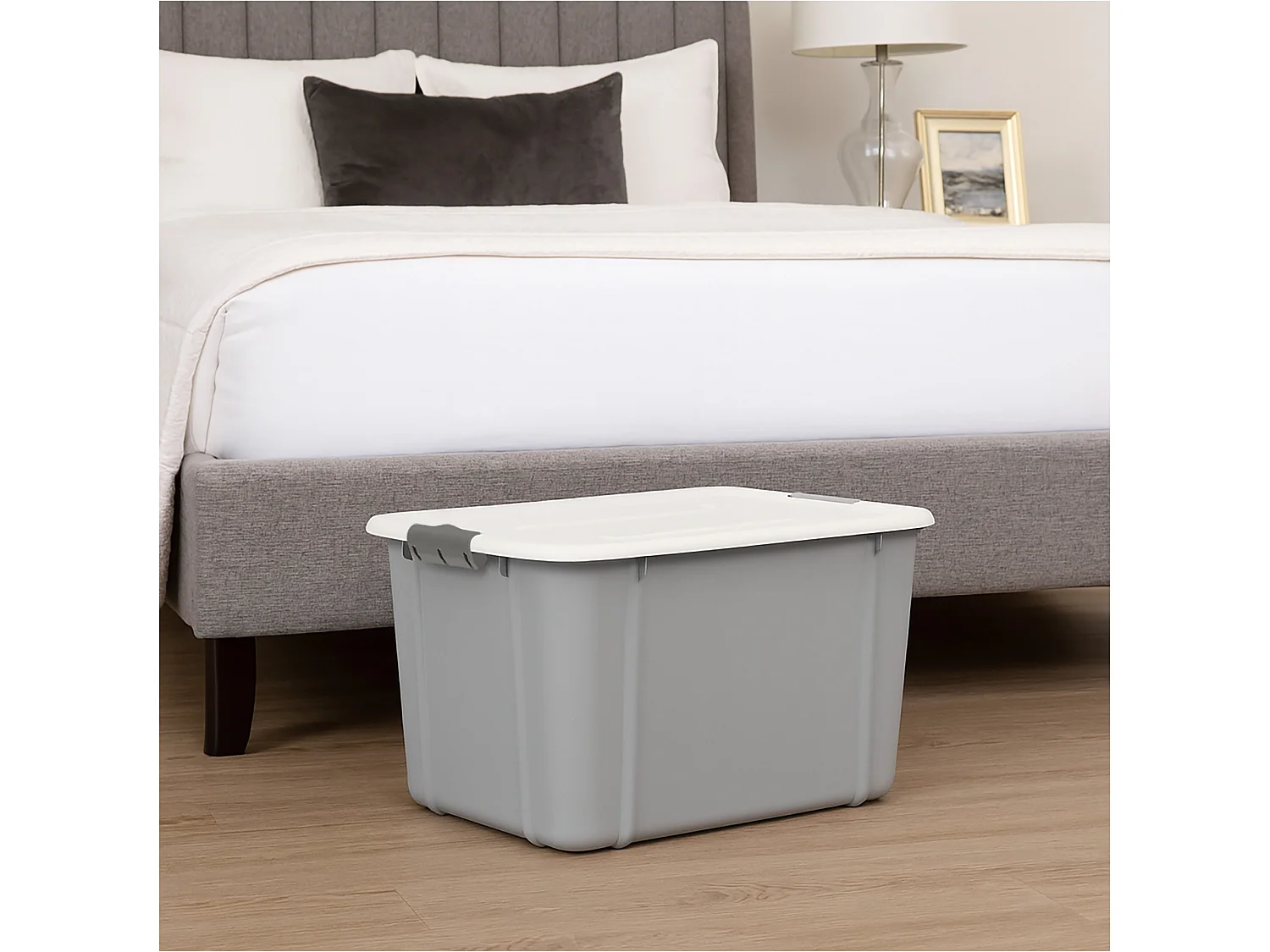 Opbergbox met deksel kunststof lichtgrijs 60 L 58,8x39,3x37 cm