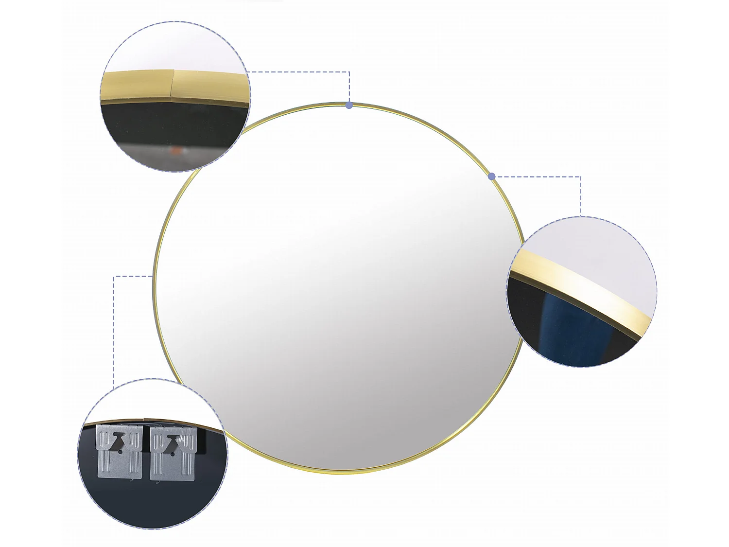 Wandspiegel decoratief metaal goud 60 cm