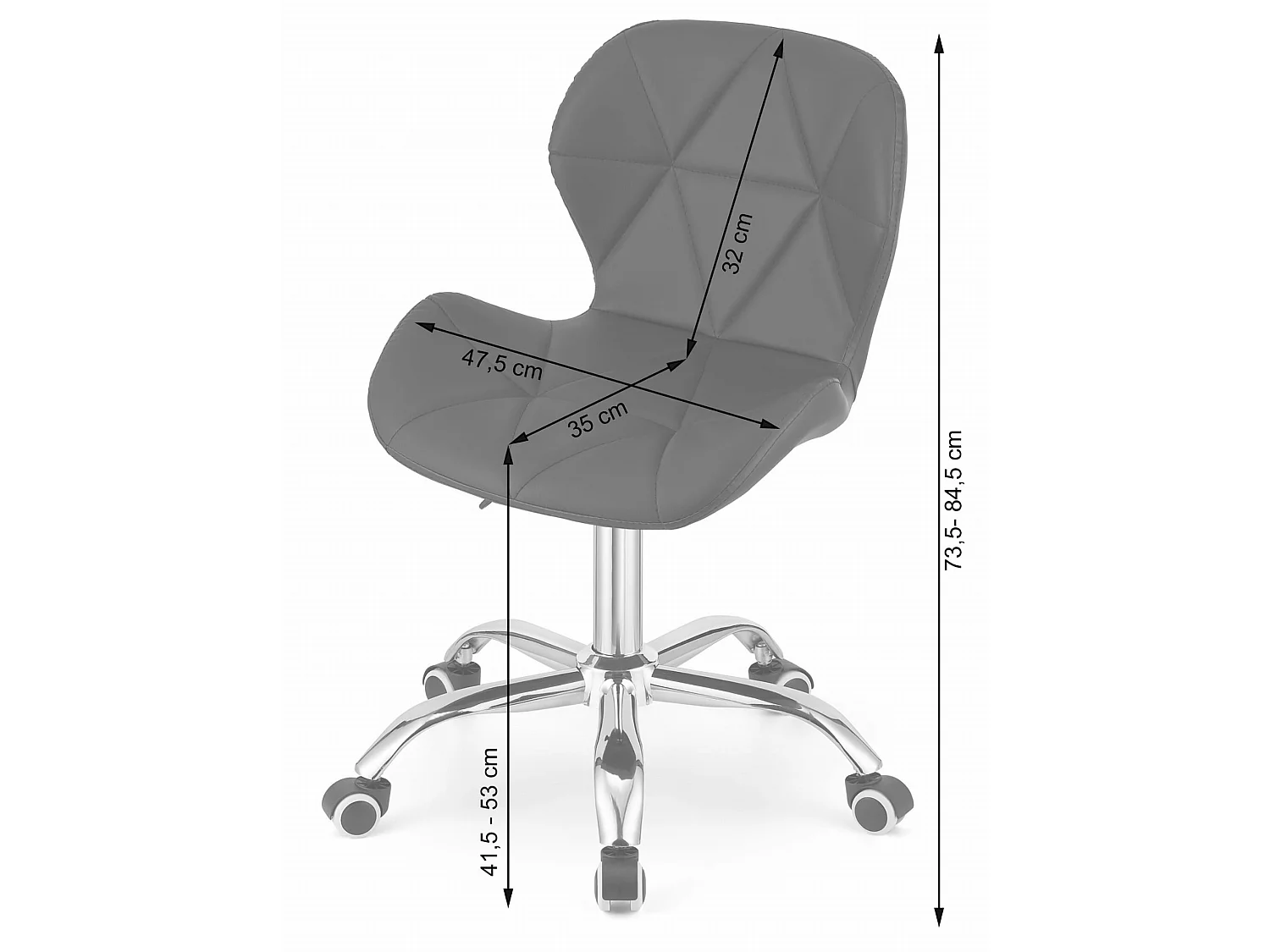 Chaise de bureau pivotante AVOLA en similicuir rose 73,5-84,5 cm