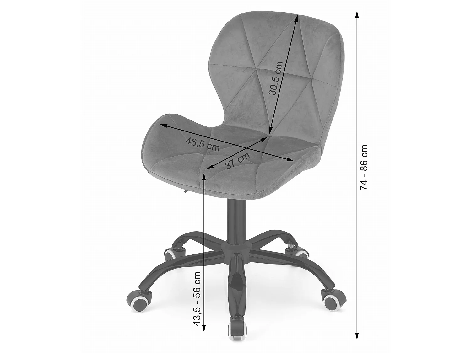Bürostuhl drehbar Samt dunkelblau 56 cm