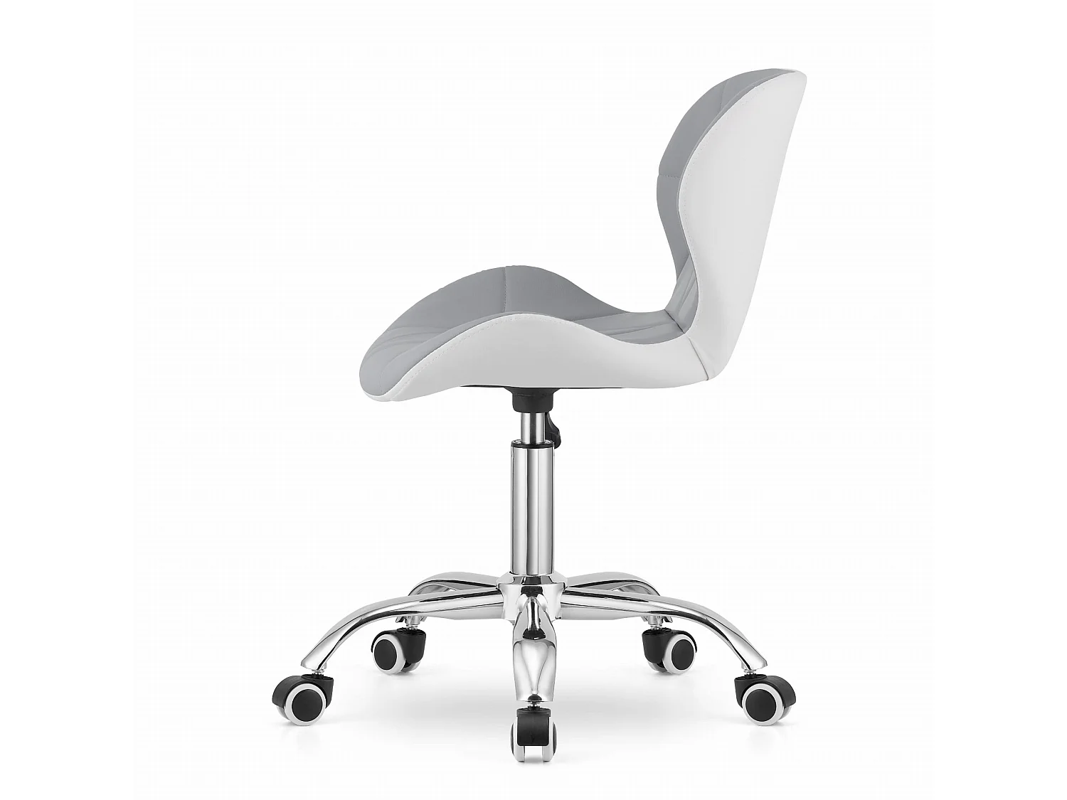 Bureaustoel draaibaar AVOLA kunstleer grijs-wit 73,5-84,5 cm