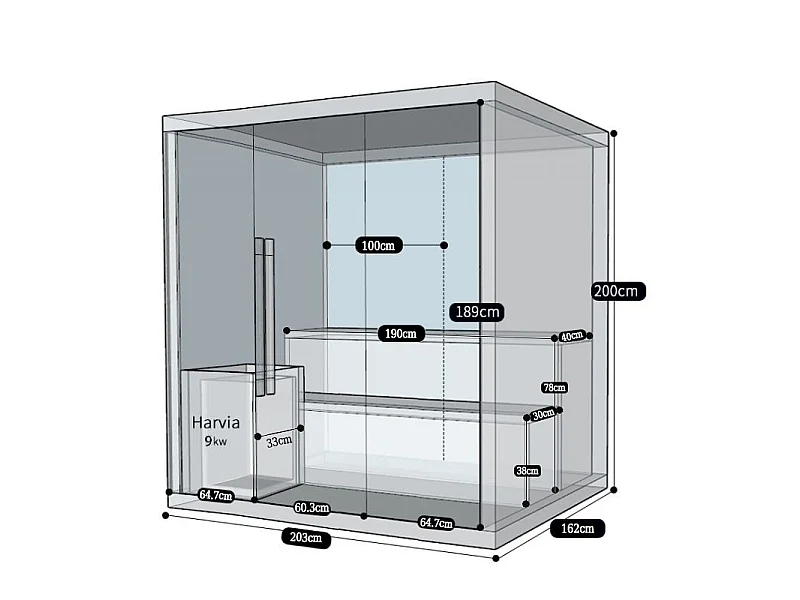 Sauna finlandais Nordica® Vapeur V56 (5 à 6 places) - 203 x 162 x H.200