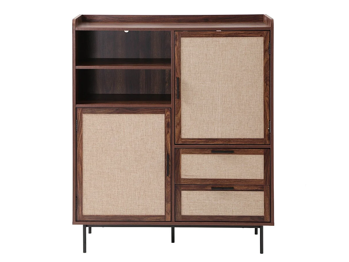 Buffet alto com 2 portas, 2 gavetas com frentes em tecido H120 cm - JETSON