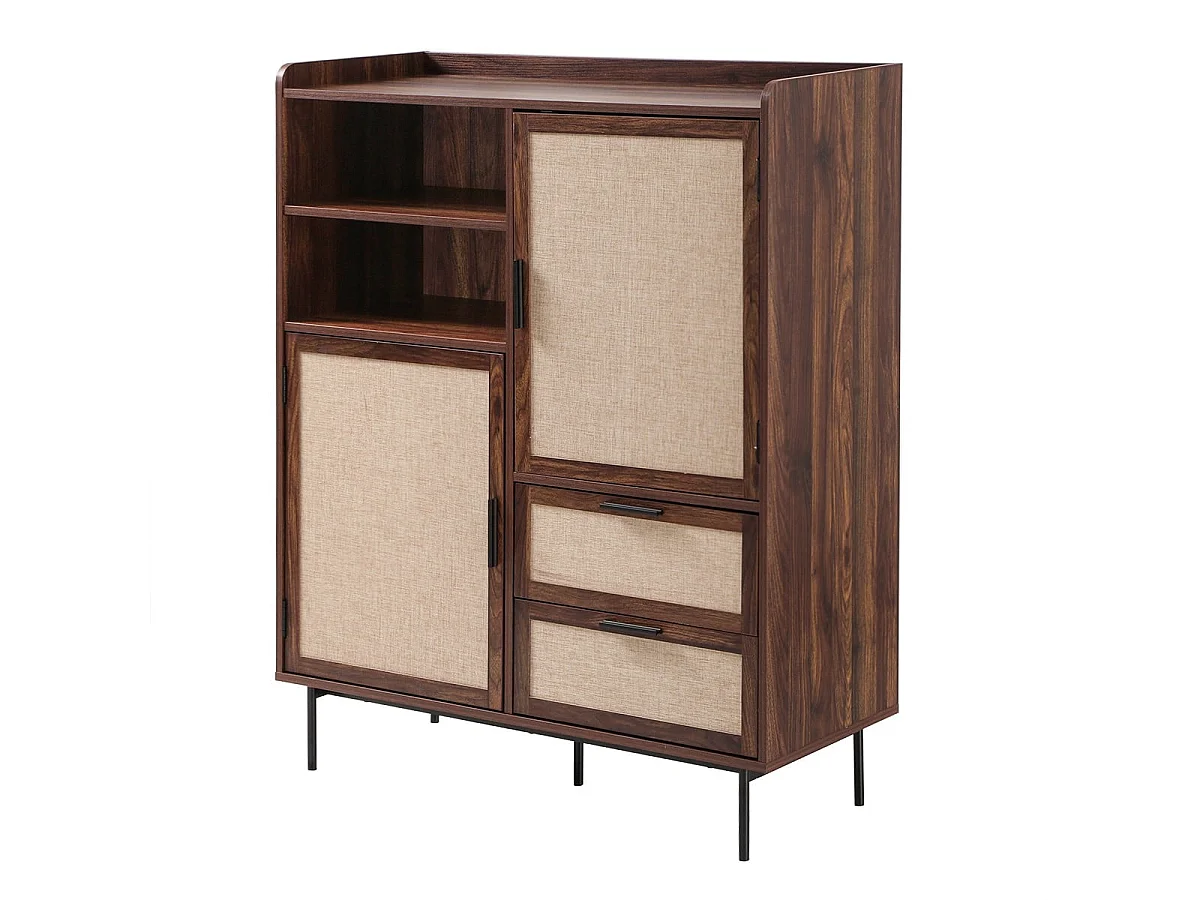 Buffet alto com 2 portas, 2 gavetas com frentes em tecido H120 cm - JETSON