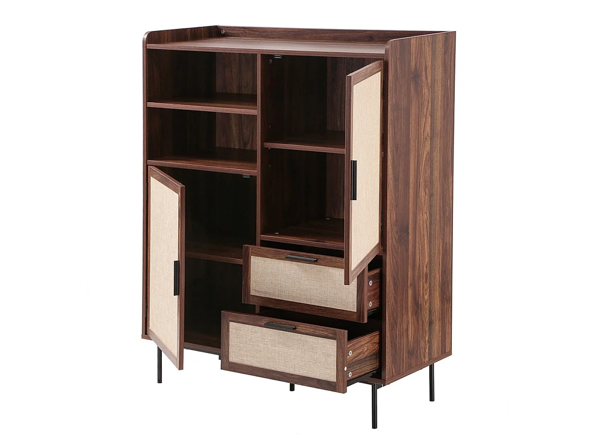 Buffet alto com 2 portas, 2 gavetas com frentes em tecido H120 cm - JETSON