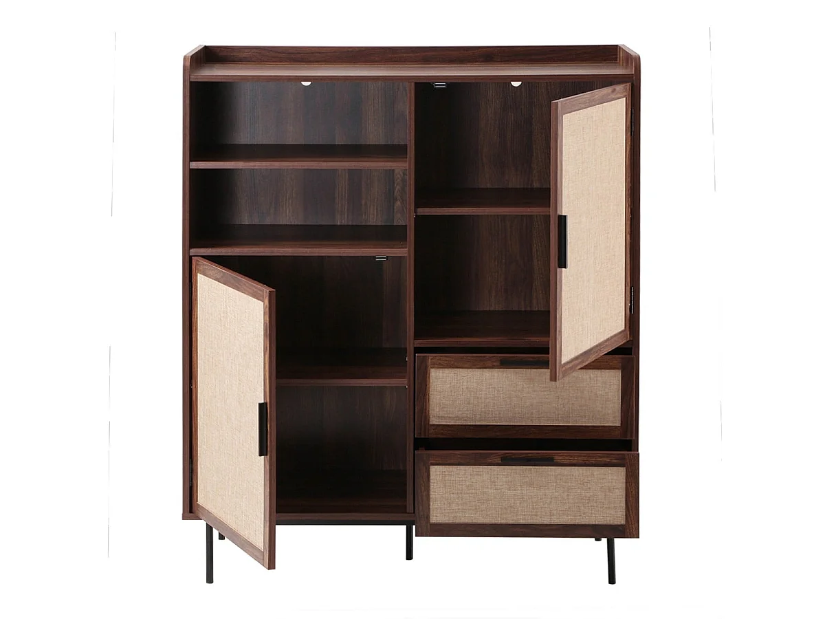 Buffet alto com 2 portas, 2 gavetas com frentes em tecido H120 cm - JETSON