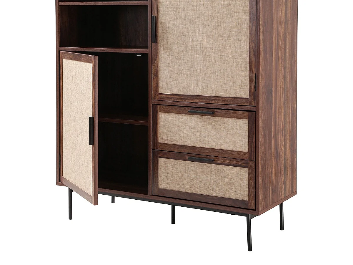 Buffet alto com 2 portas, 2 gavetas com frentes em tecido H120 cm - JETSON