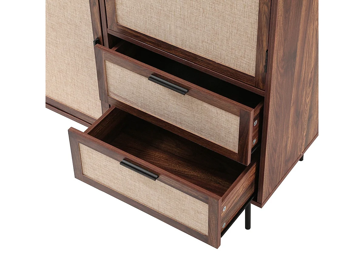 Buffet alto com 2 portas, 2 gavetas com frentes em tecido H120 cm - JETSON