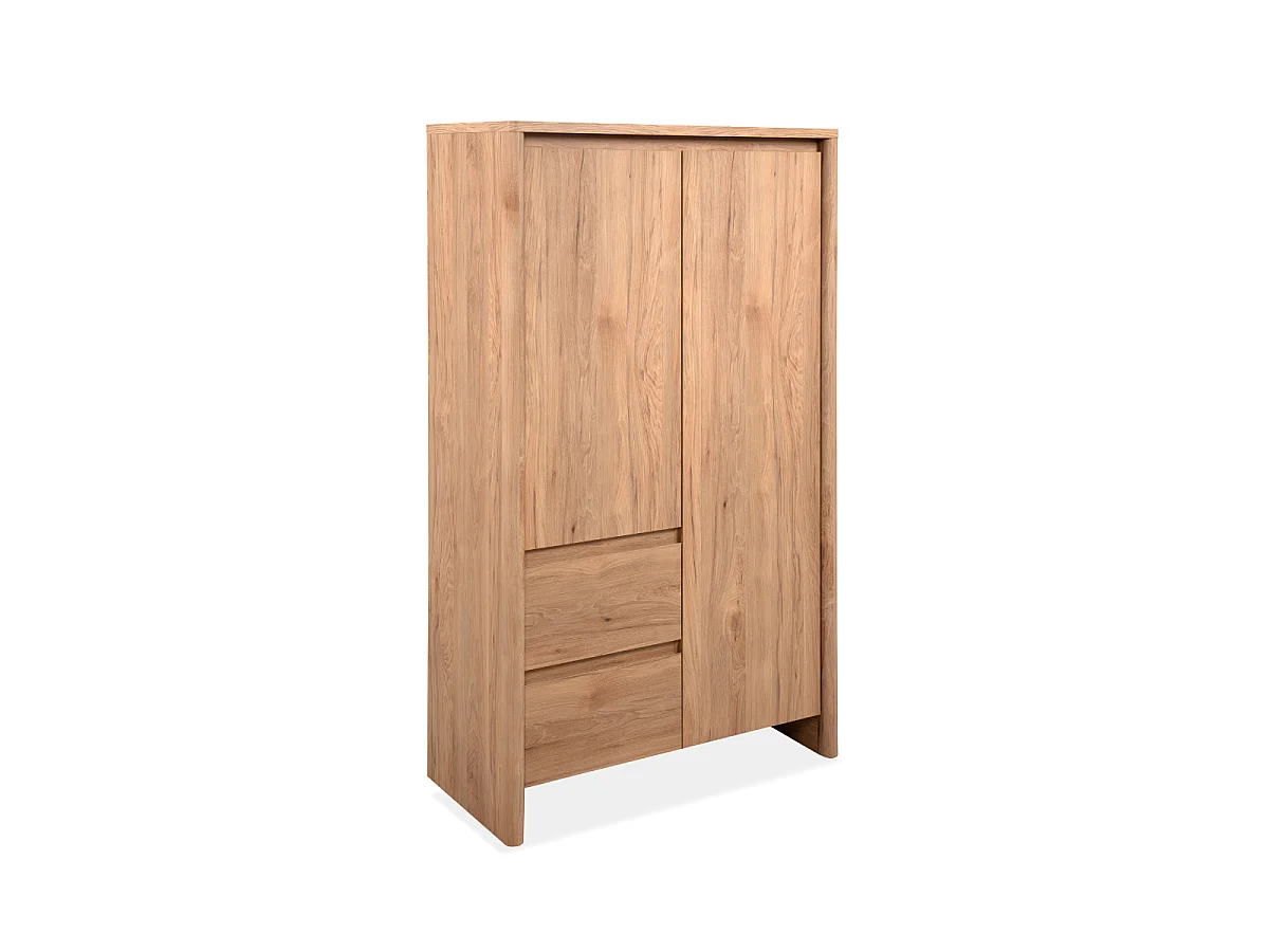 Buffet 2 portes 2 tiroirs effet bois L86 cm - SOREN
