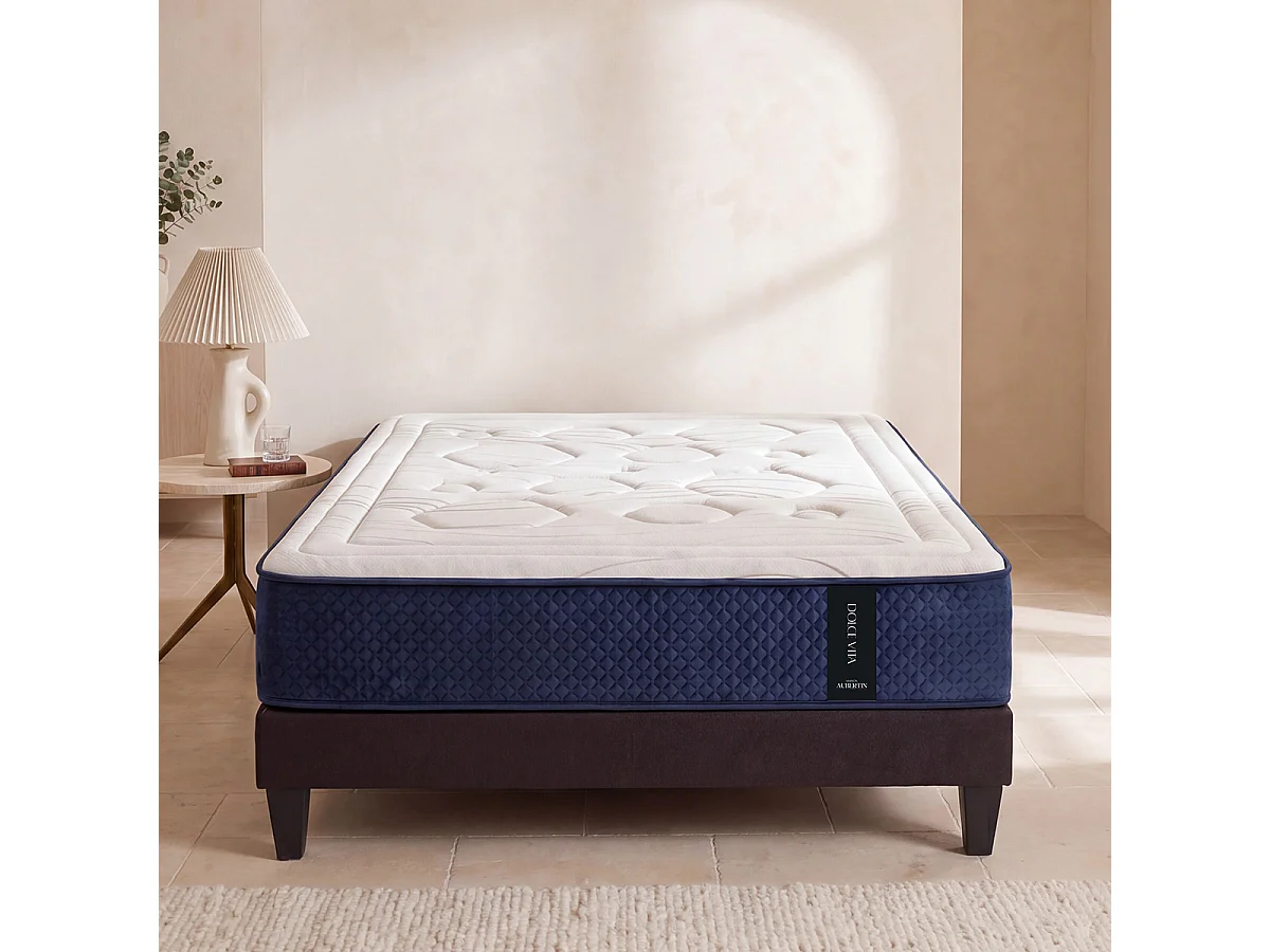 Matelas Ressorts ensachés et Mémoire de forme - 28 cm - DOLCE VITA 80x200 cm - Blanc