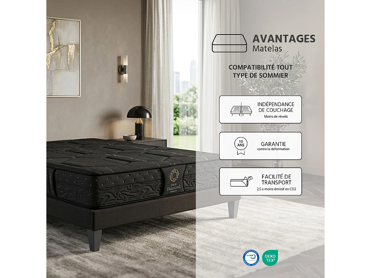 Matelas Hybride 32 cm BLACK DIAMOND 180x200