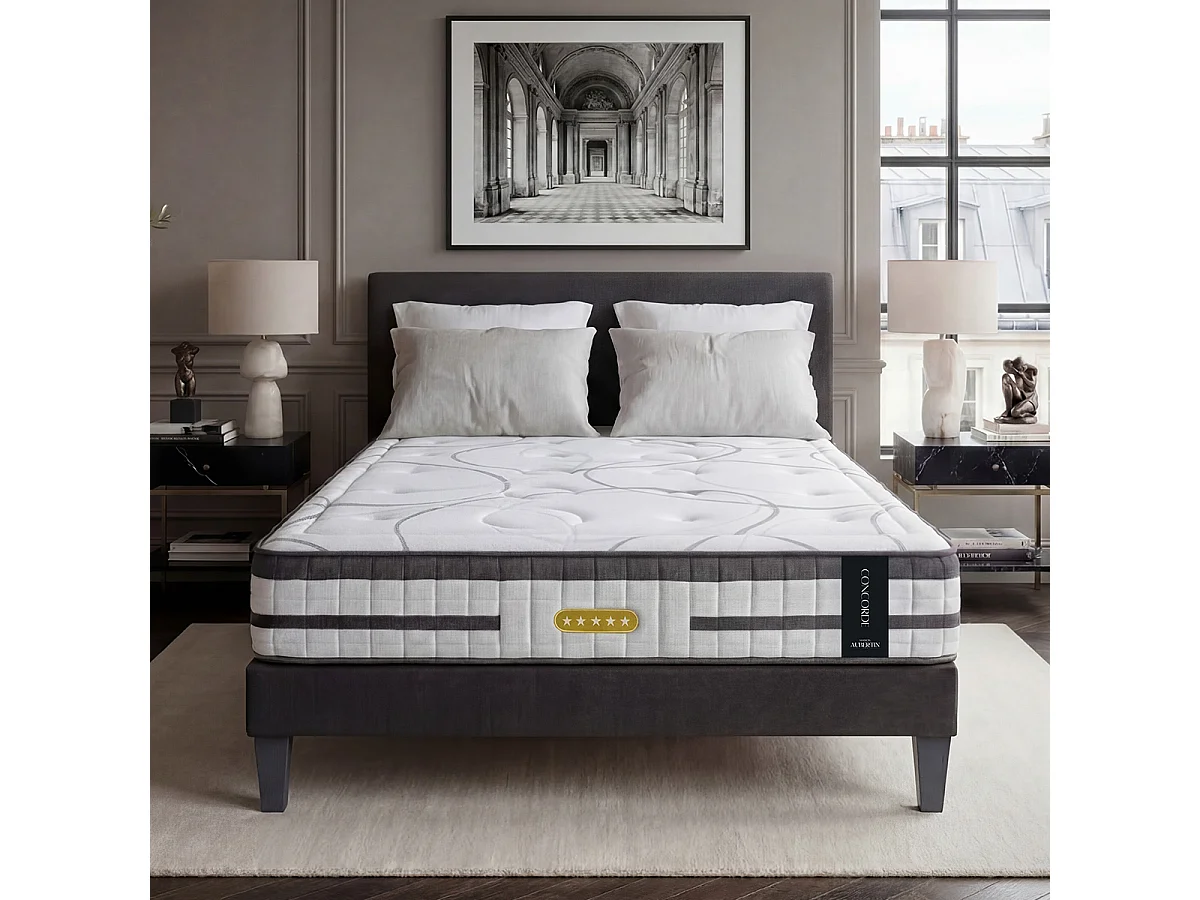 Matelas Ressorts ensachés CONCORDE - 26 cm -  80x200 cm - Blanc