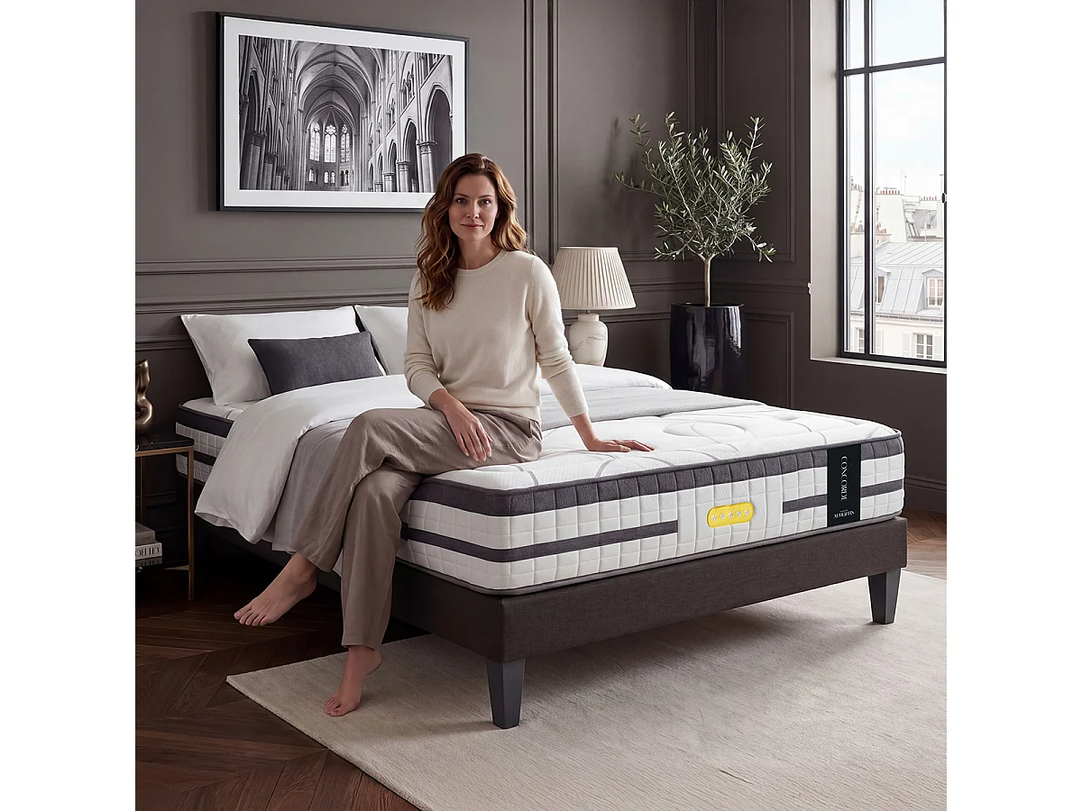 Matelas Ressorts ensachés CONCORDE - 26 cm -  80x200 cm - Blanc