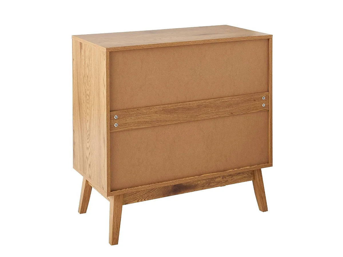Kommode mit 3 Schubladen, Rattanfronten und Holzfüßen, L80 cm - ALIA