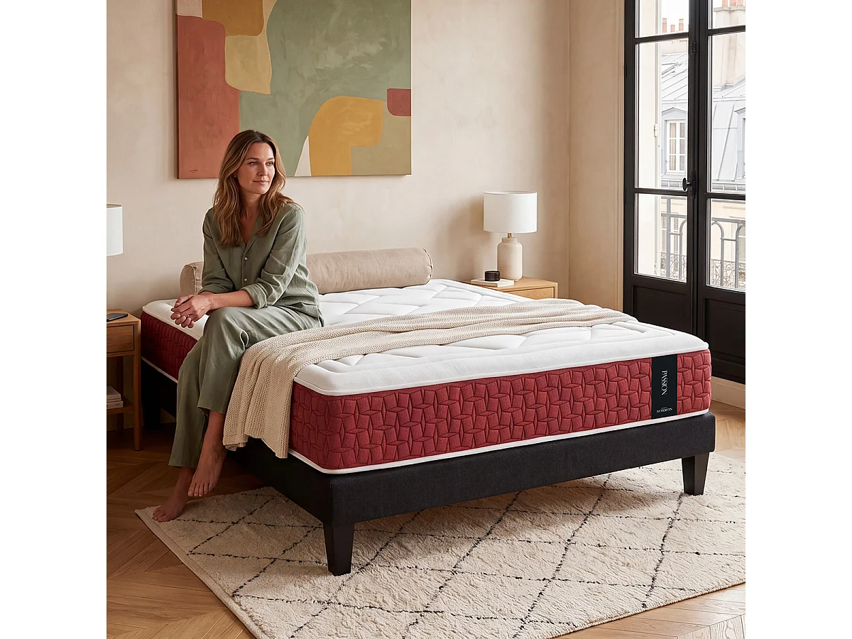 Matelas Ressorts ensachés PASSION - 30 cm, soutien ferme 80x200 cm - Blanc