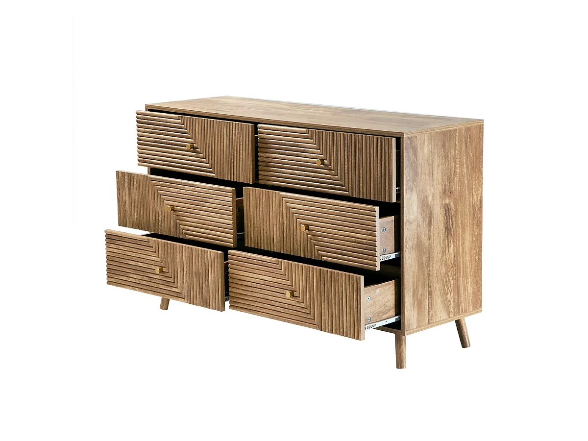 Kommode mit 6 Schubladen und laminierten Fronten, L 120 cm - EDEN