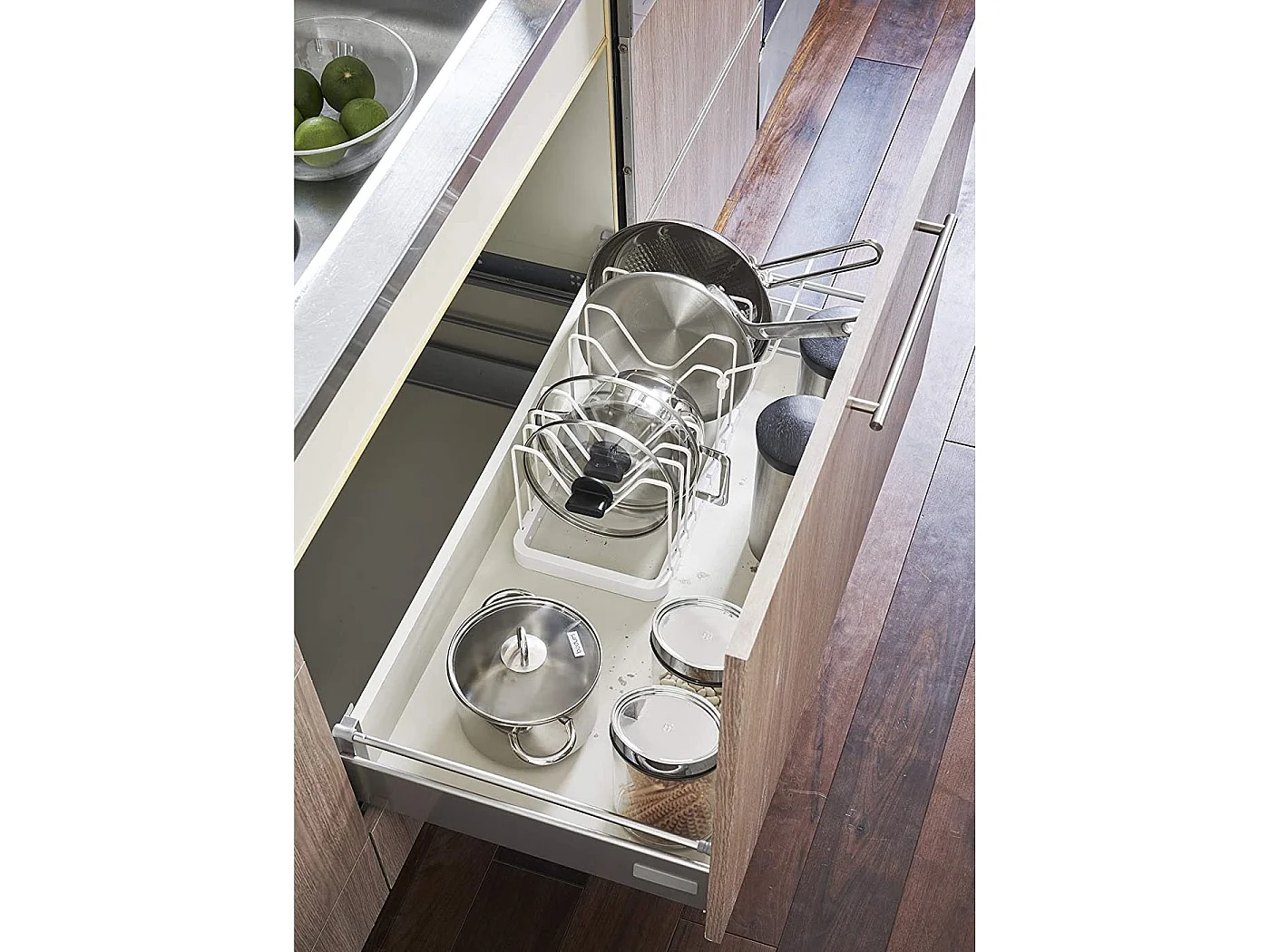 Rangement poêles et couvercles extensible en acier
