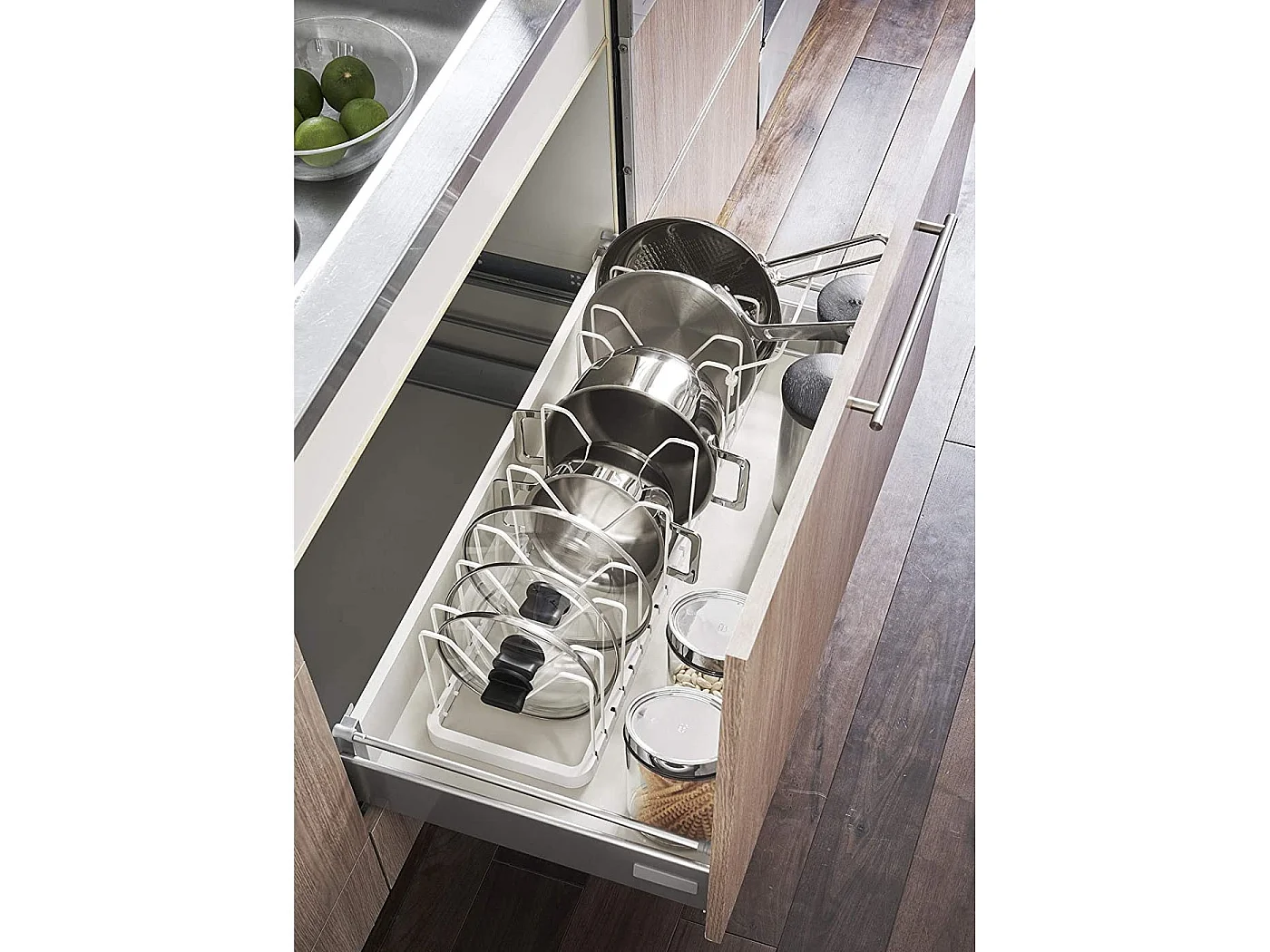 Rangement poêles et couvercles extensible en acier